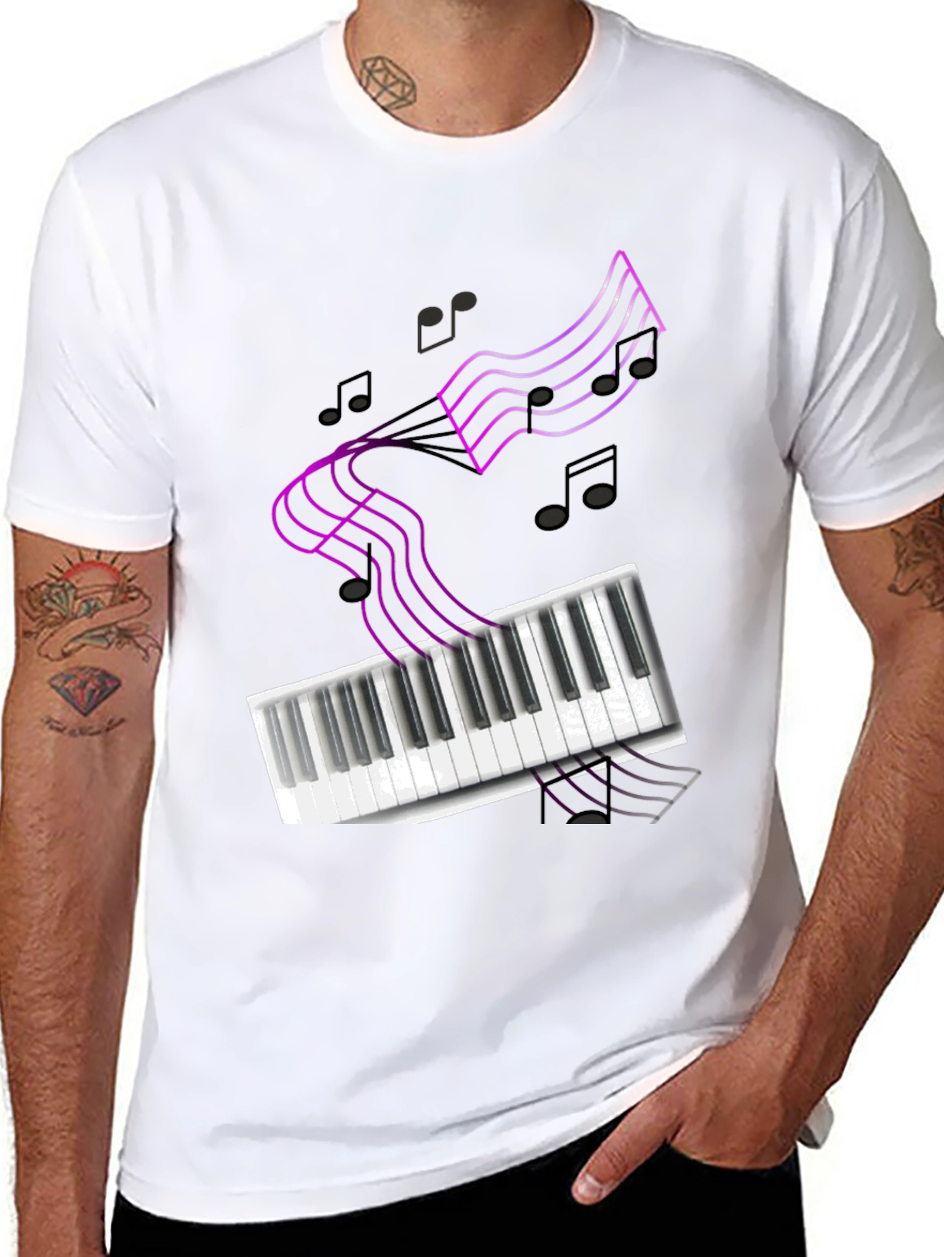 Musical T-Shirt: Piano Keys & Notes