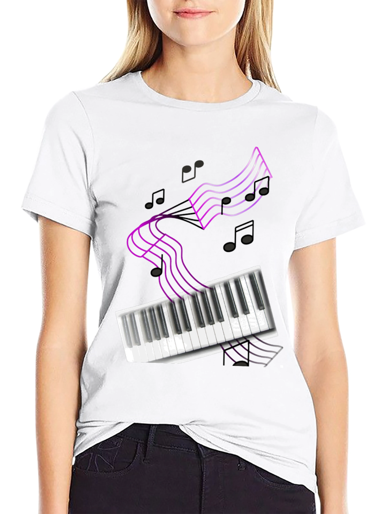 Musical T-Shirt: Piano Keys & Notes