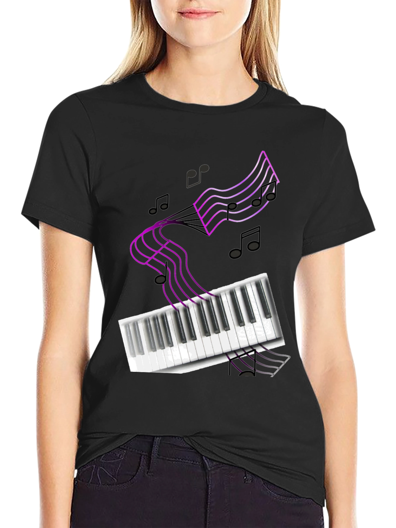 Musical T-Shirt: Piano Keys & Notes