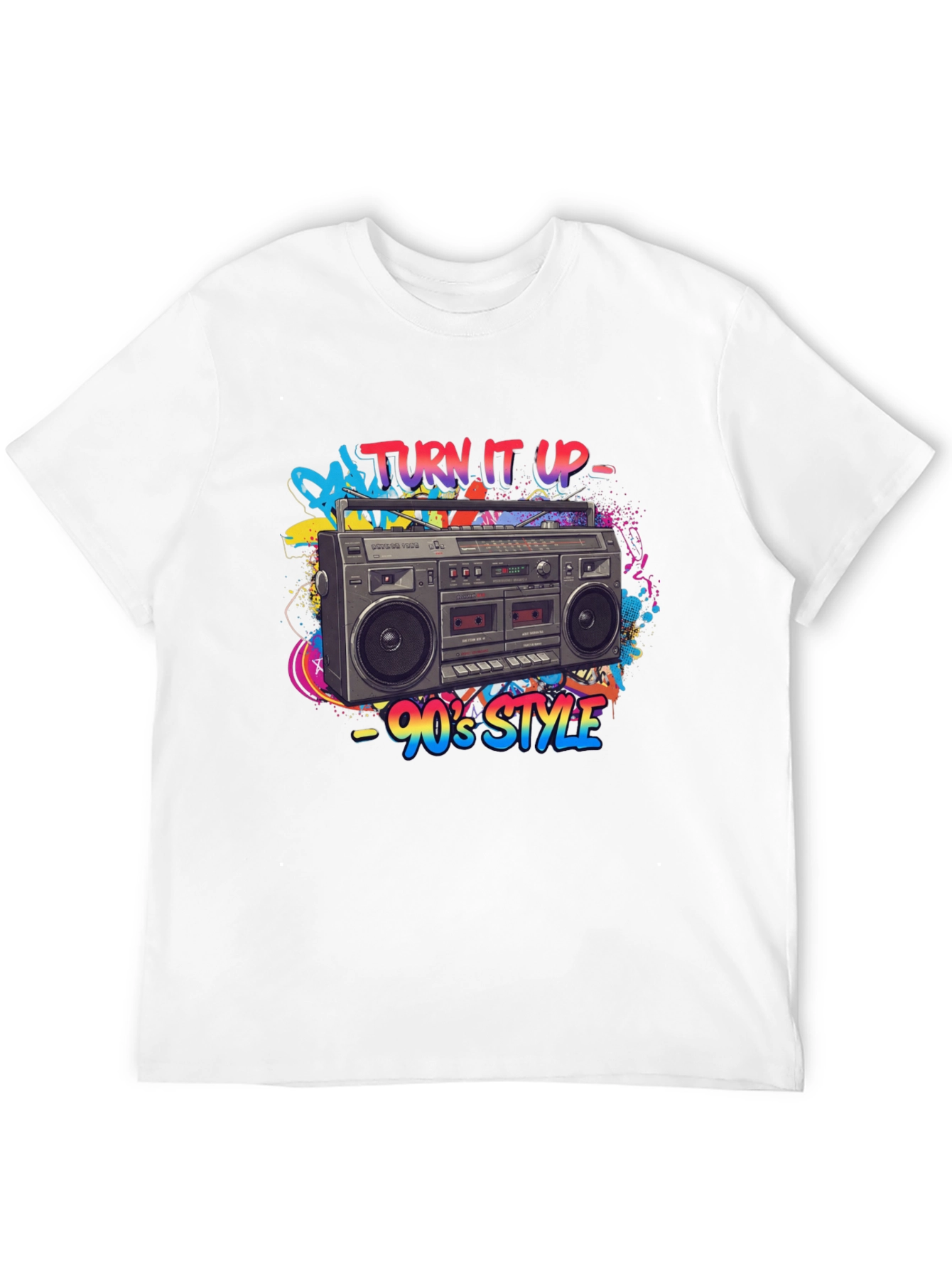 90s Style Boombox Graphic Tee - Turn It Up!