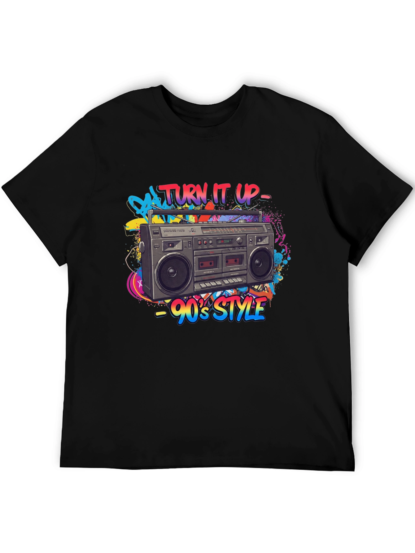 90s Style Boombox Graphic Tee - Turn It Up!
