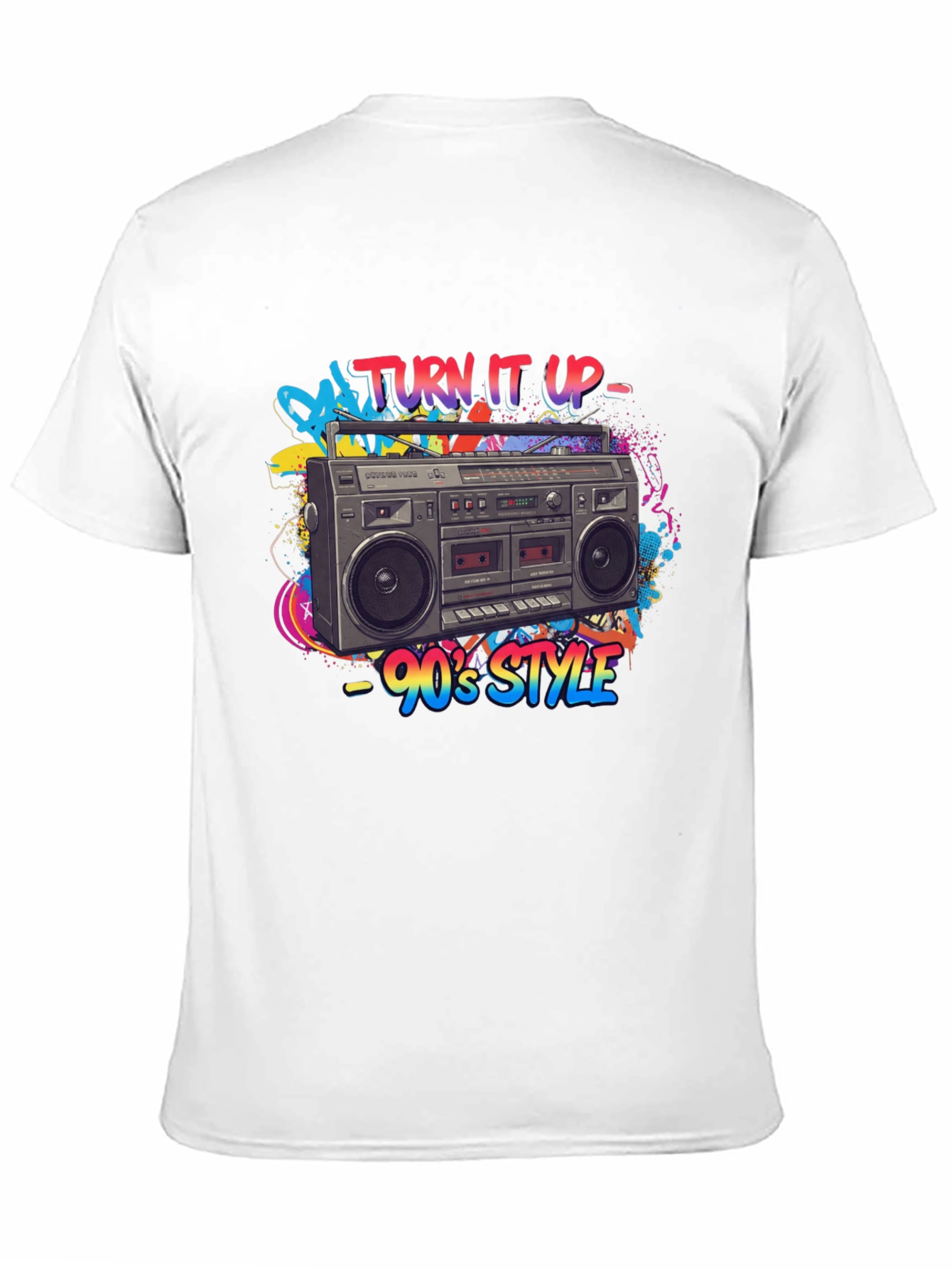 90s Style Boombox Graphic Tee - Turn It Up!