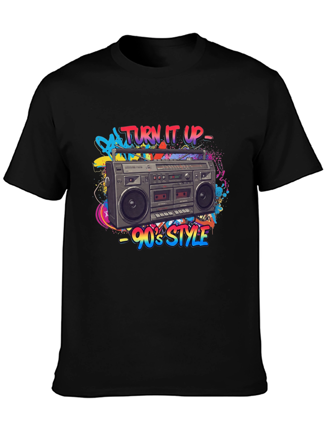 90s Style Boombox Graphic Tee - Turn It Up!