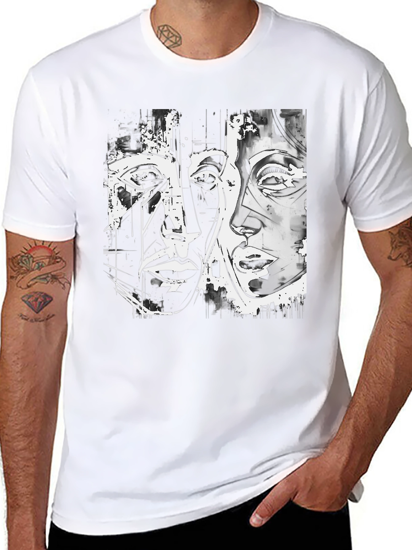 Abstract Face Art Graphic Tee