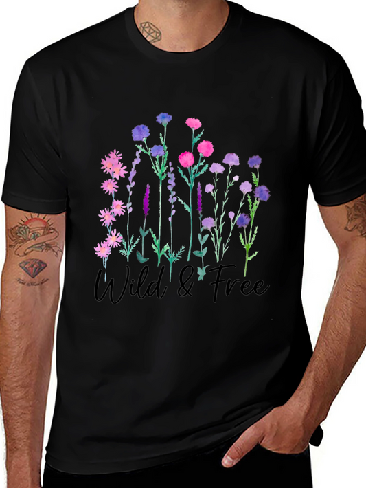 Wild & Free Floral Graphic Black T-Shirt