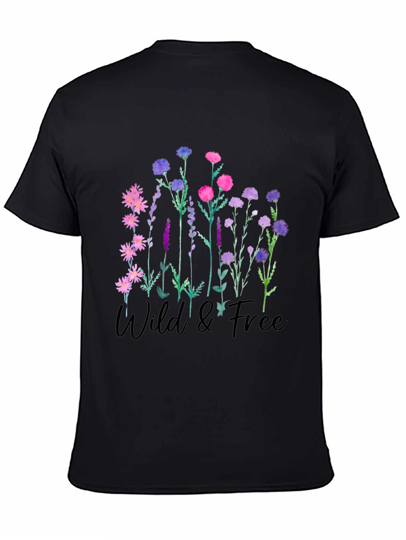 Wild & Free Floral Graphic Black T-Shirt