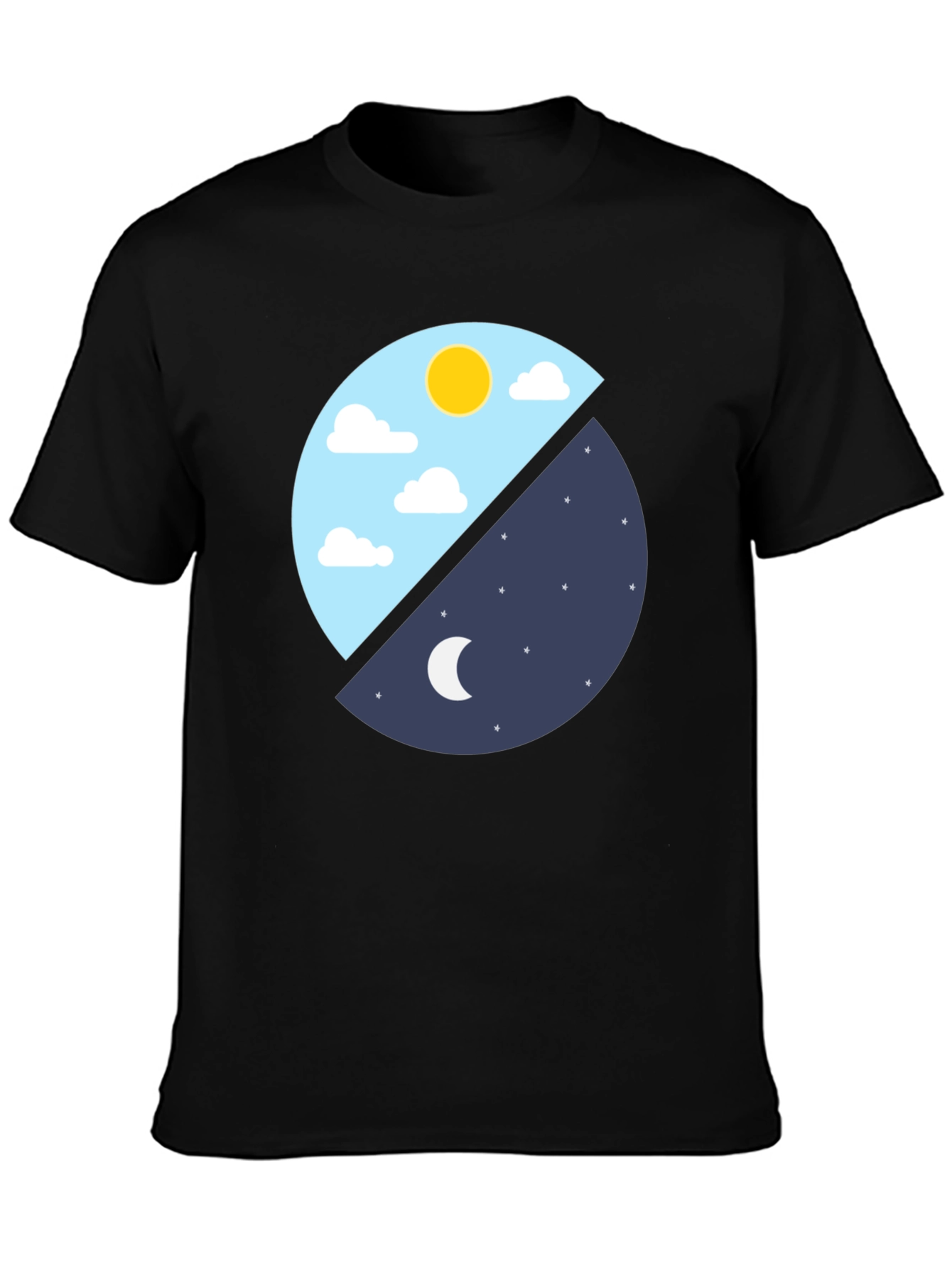 Day & Night Graphic T-Shirt - Black Cotton Tee