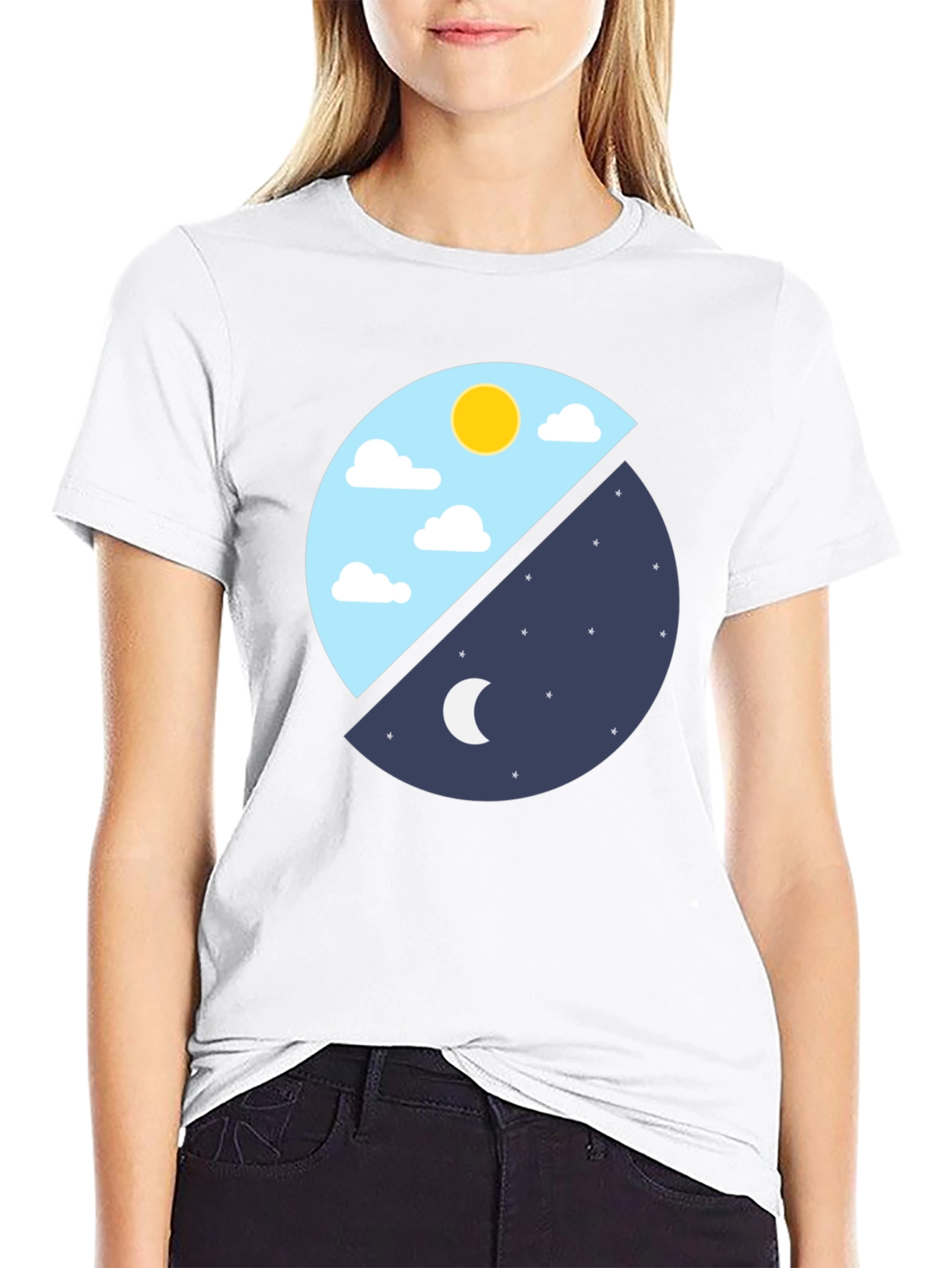 Day & Night Graphic T-Shirt - Black Cotton Tee