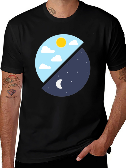 Day & Night Graphic T-Shirt - Black Cotton Tee