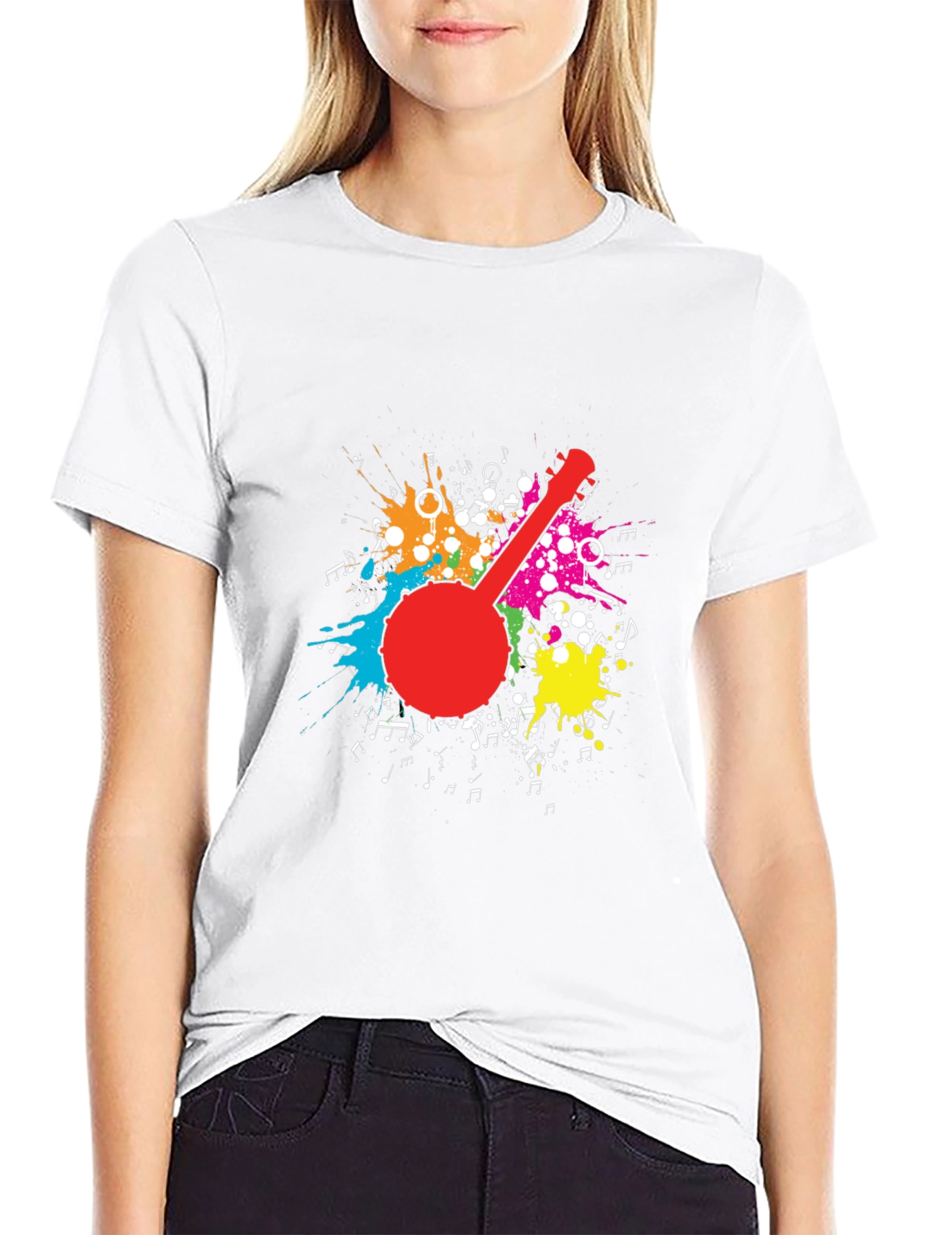 Banjo Splatter Graphic T-Shirt - Black