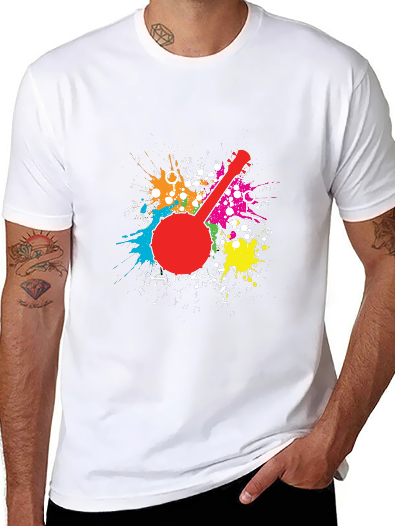 Banjo Splatter Graphic T-Shirt - Black