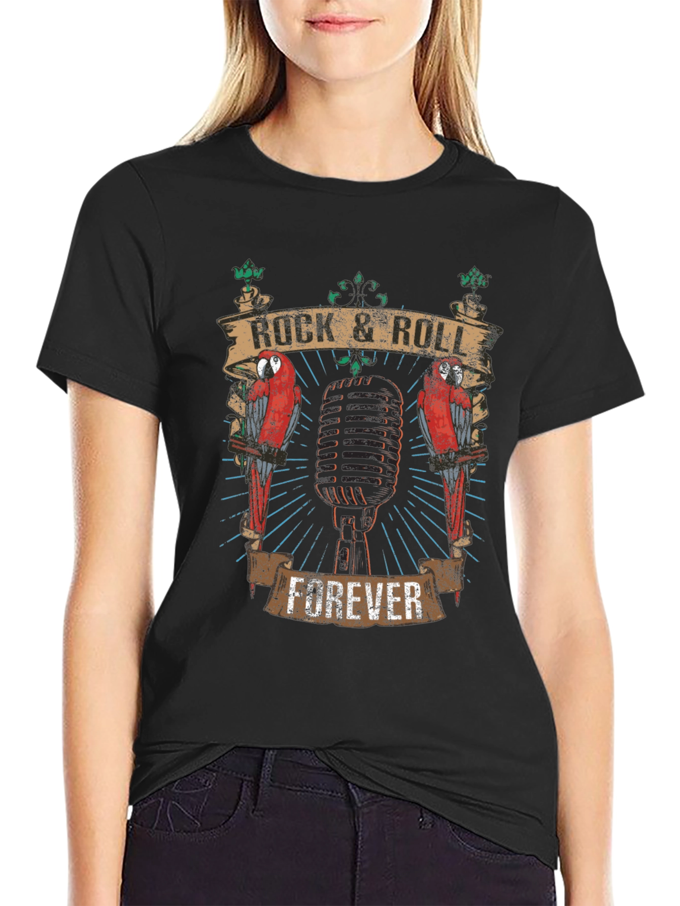 Rock & Roll Forever Graphic T-Shirt - Black