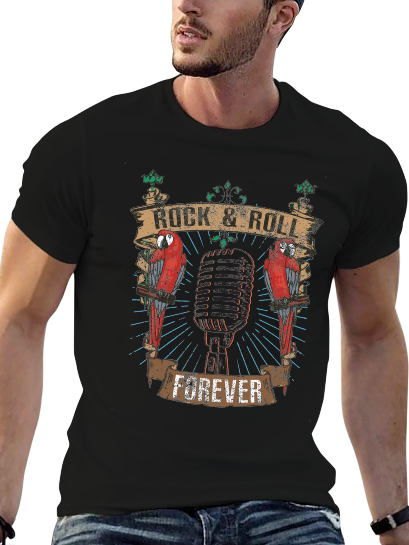 Rock & Roll Forever Graphic T-Shirt - Black