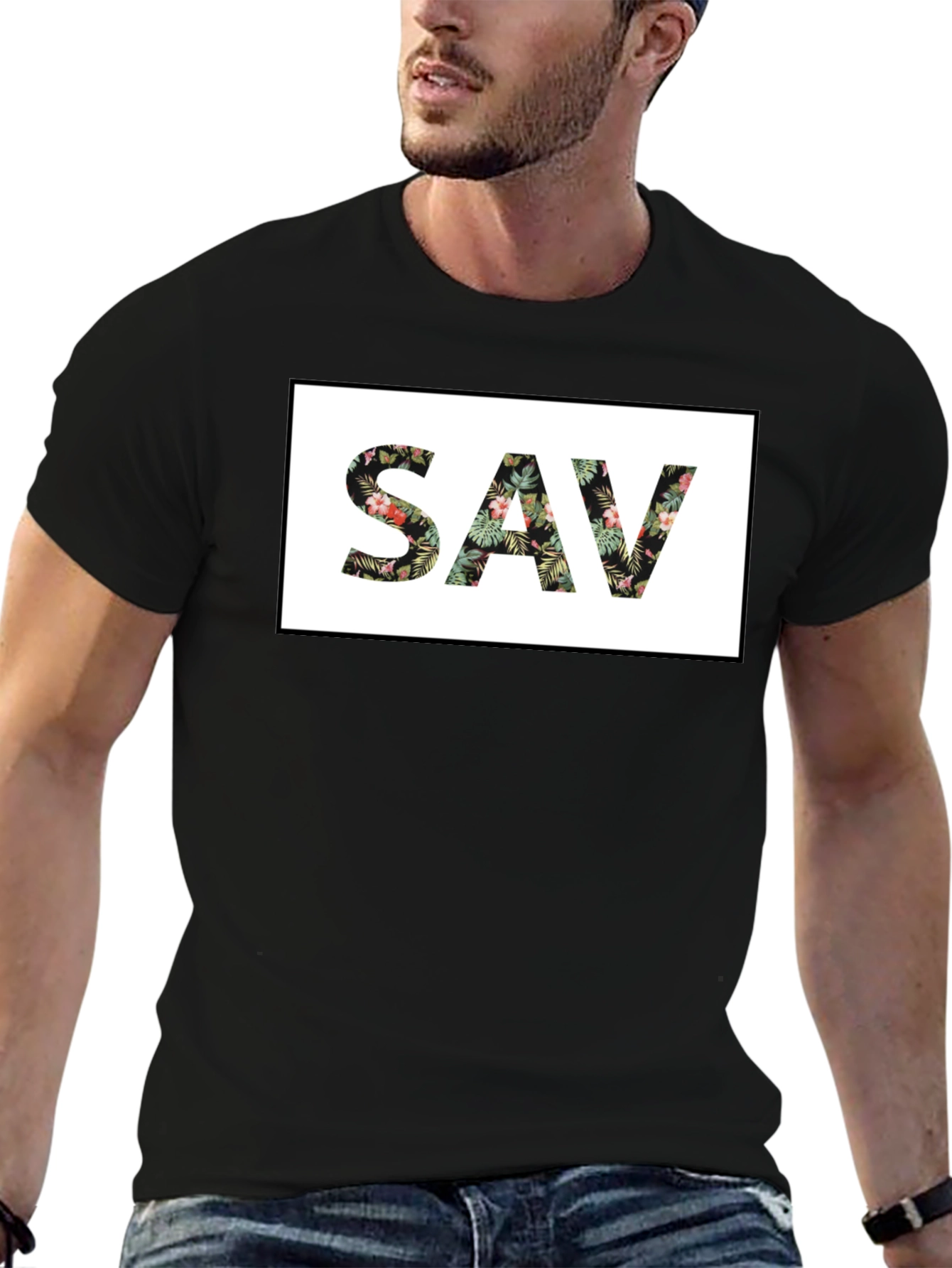 Floral SAV Graphic Black T-Shirt