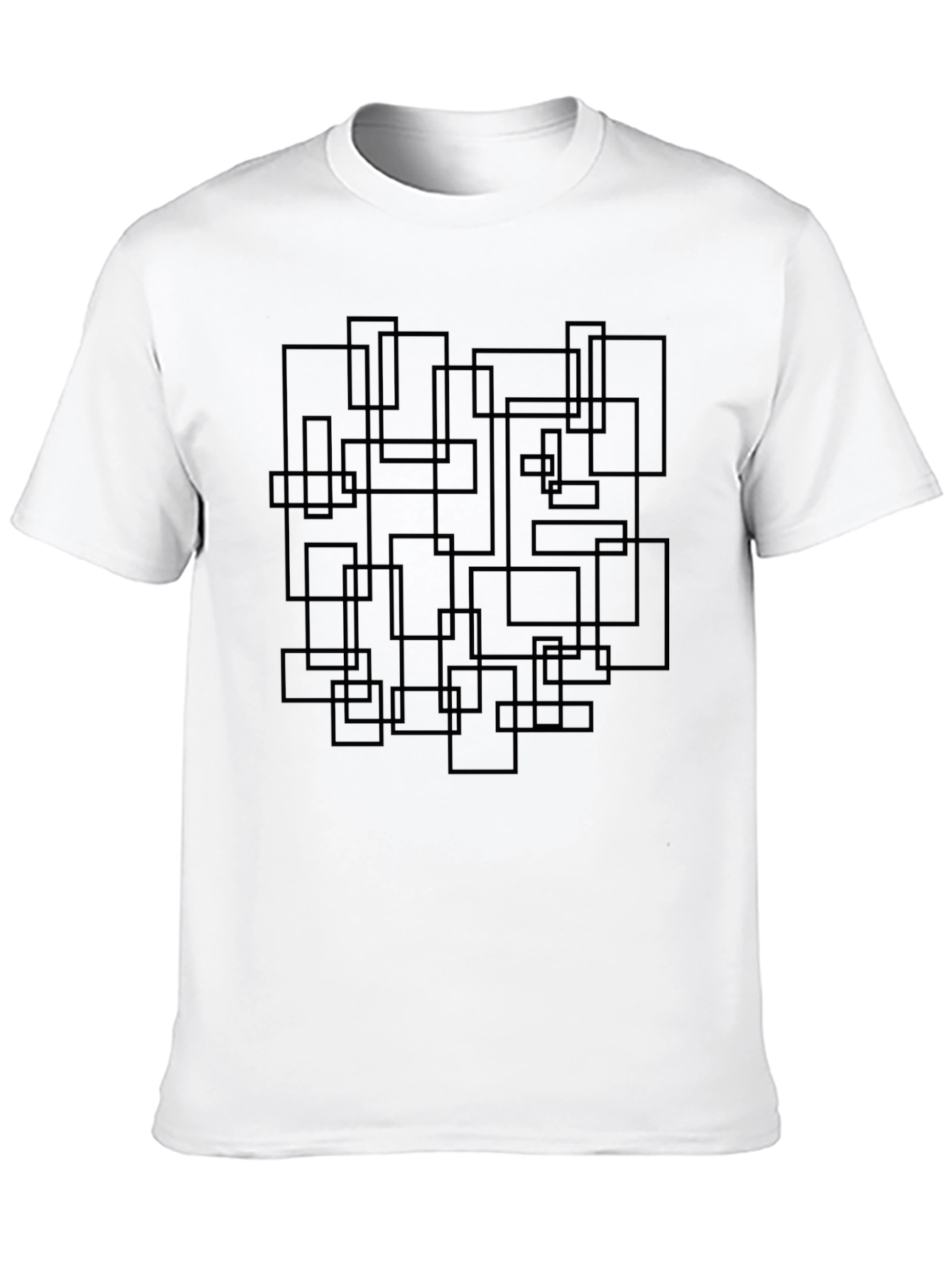 Modern Geometric Rectangles Black T-Shirt