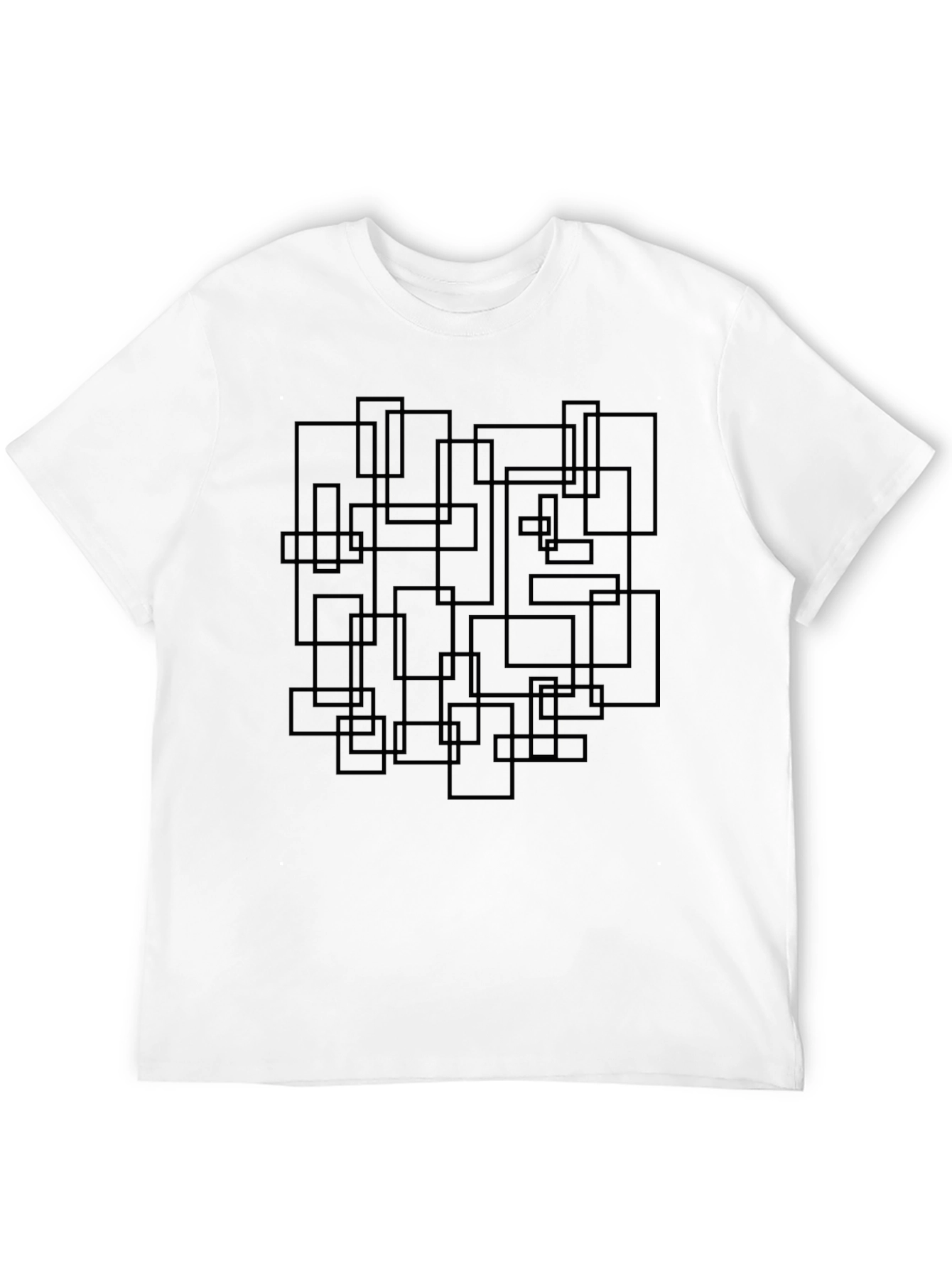 Modern Geometric Rectangles Black T-Shirt
