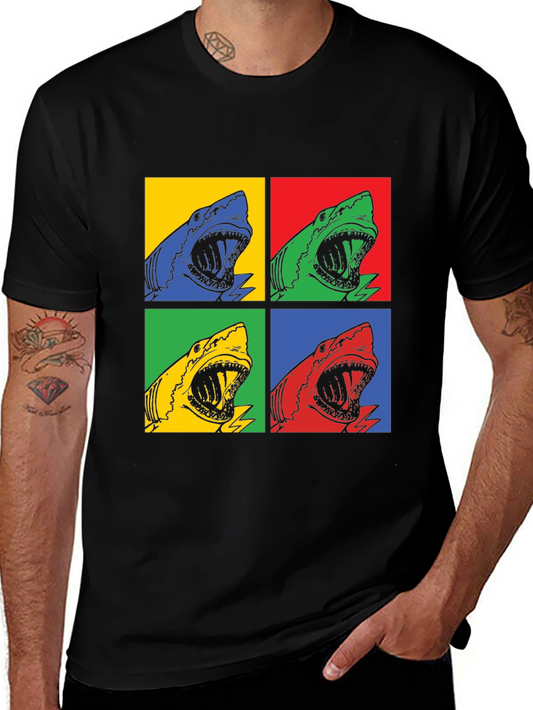 Pop Art Shark T-Shirt - Colorful Graphic Tee