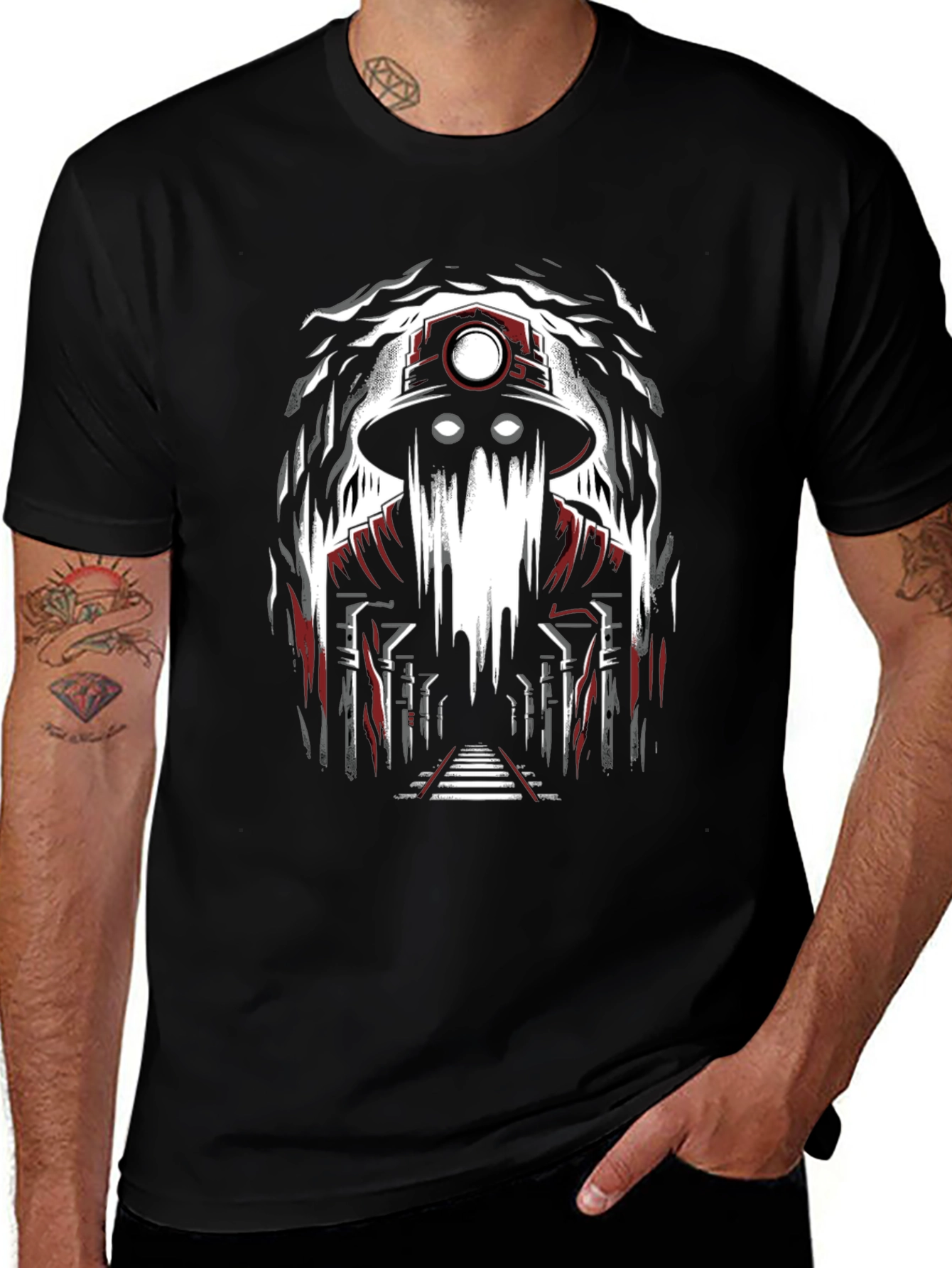 Miner Ghost Graphic Tee - Spooky Cool Design