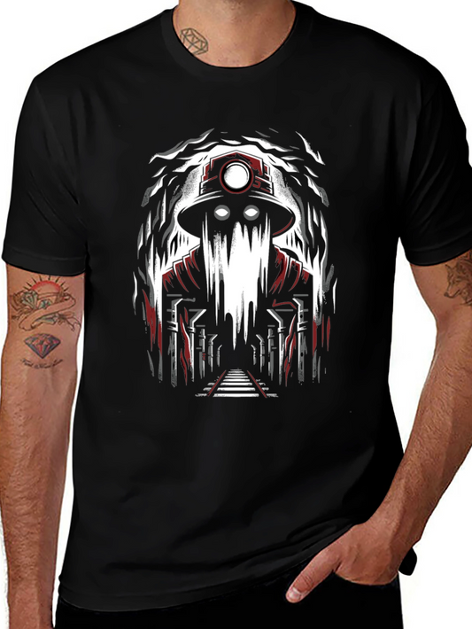 Miner Ghost Graphic Tee - Spooky Cool Design