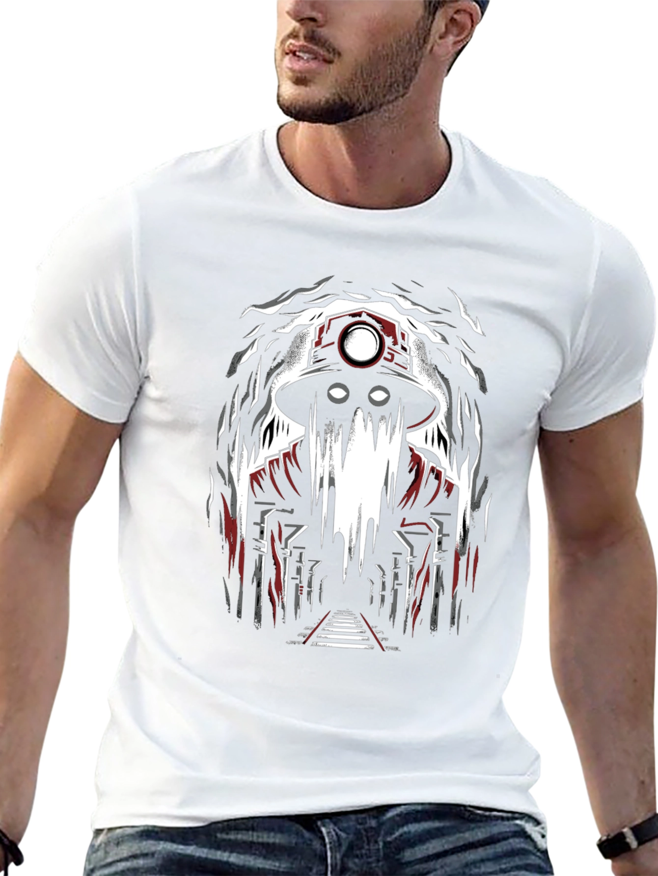 Miner Ghost Graphic Tee - Spooky Cool Design
