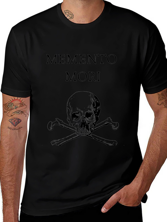 Memento Mori Skull Graphic Tee - Black Cotton T-Shirt