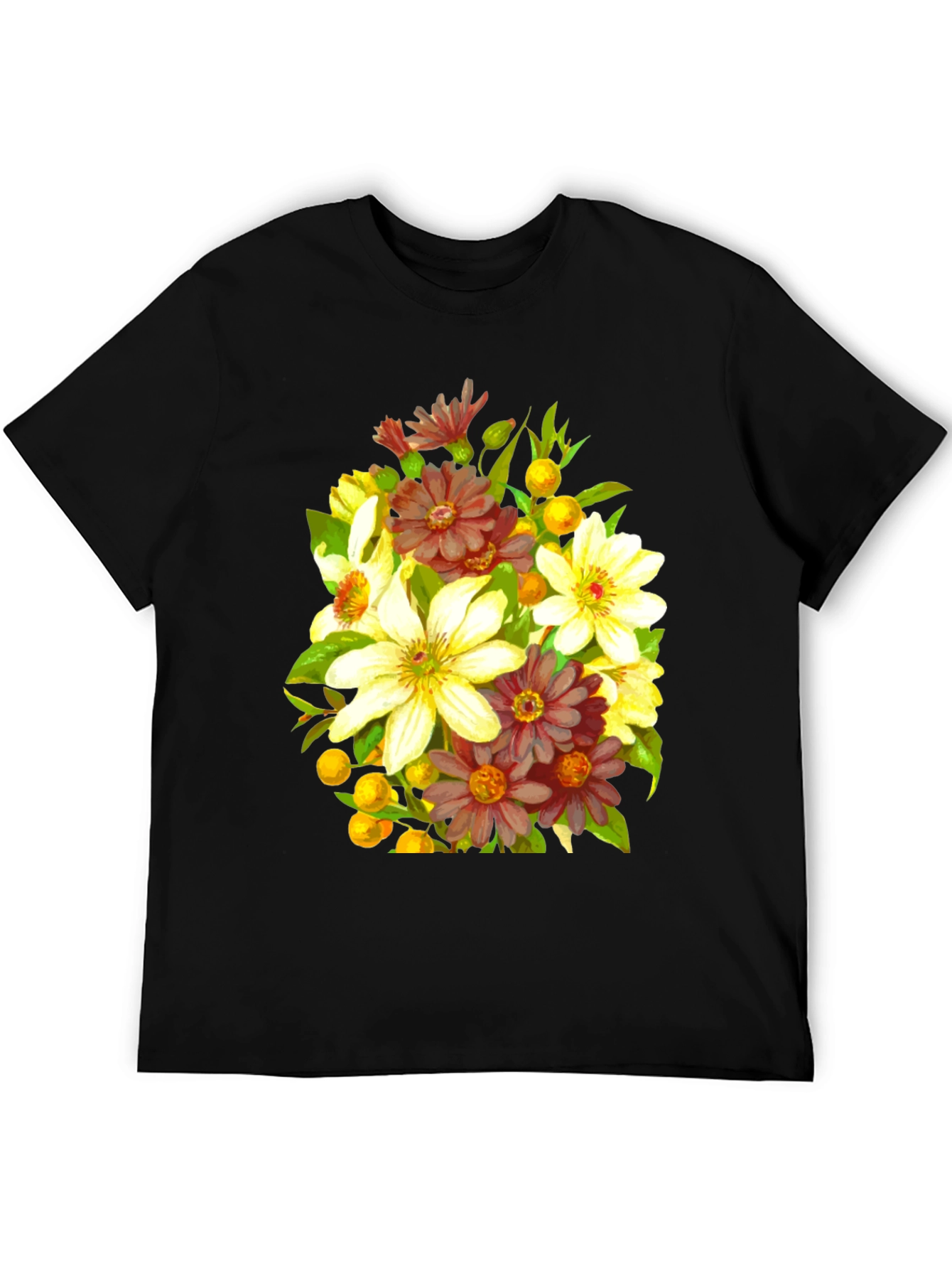 Floral Bouquet Graphic Black T-Shirt