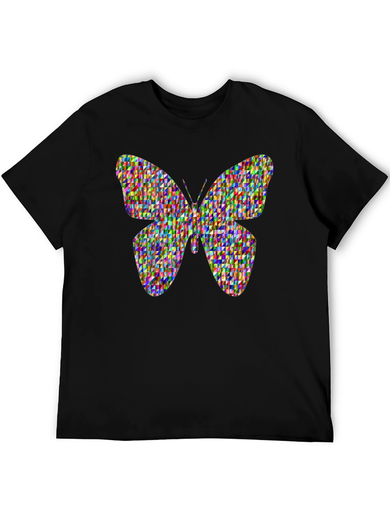 Butterfly Pattern Graphic Tee - Black