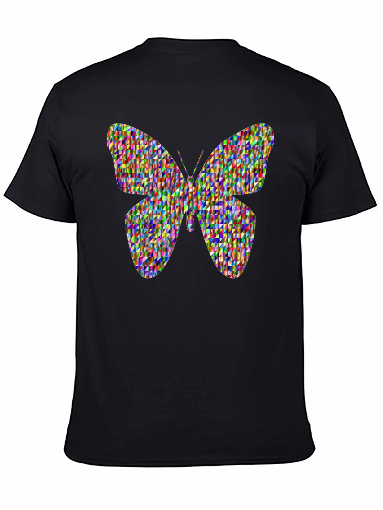 Butterfly Pattern Graphic Tee - Black