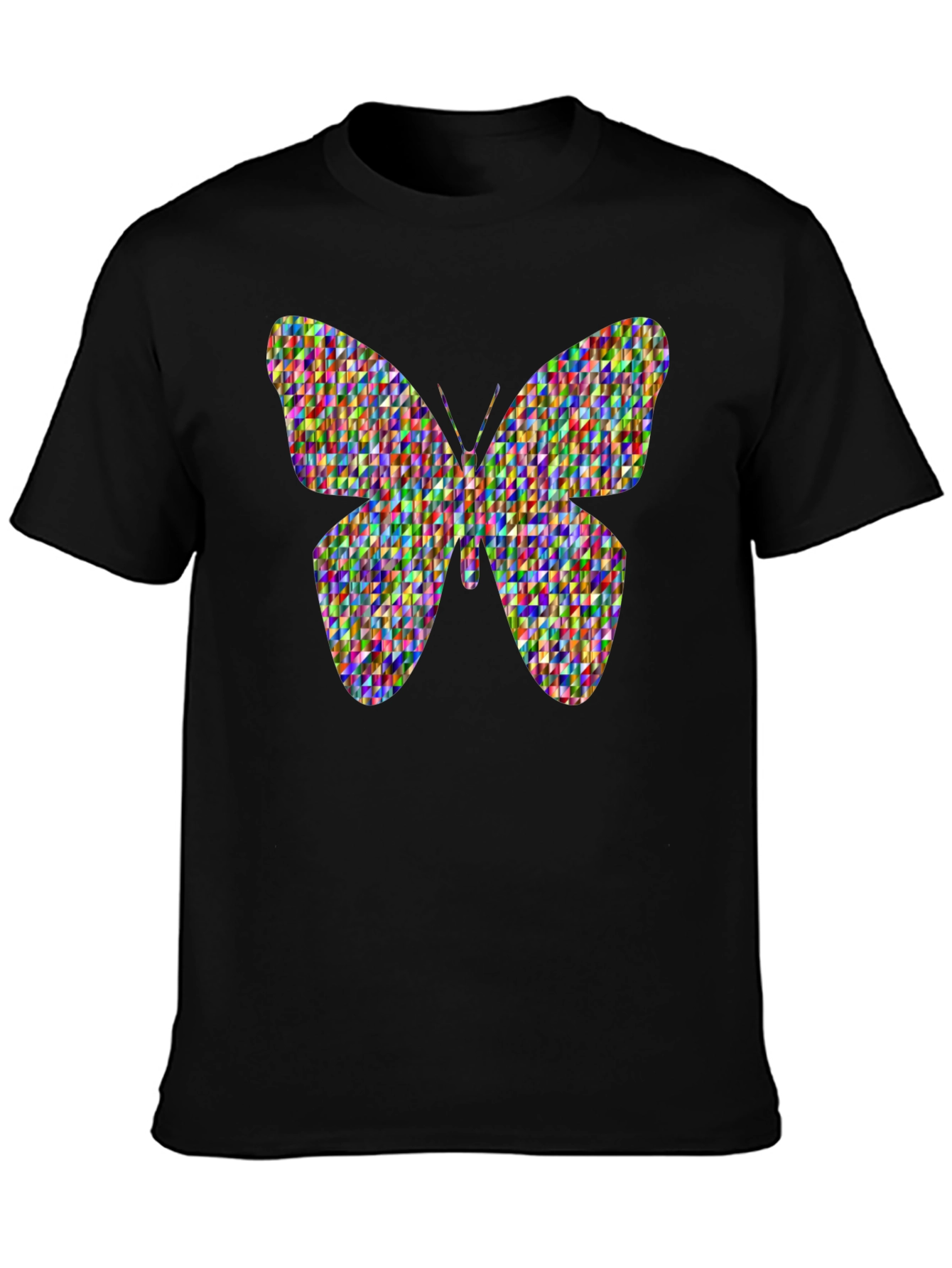 Butterfly Pattern Graphic Tee - Black