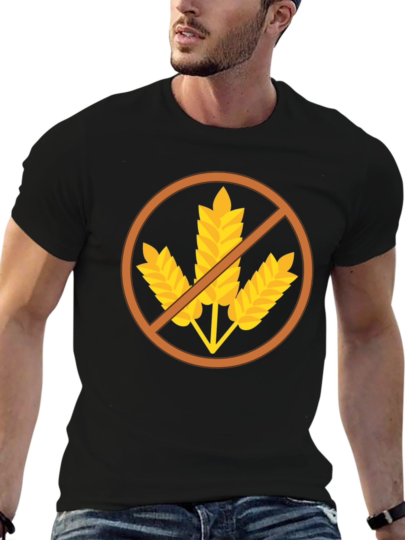 Gluten Free Symbol T-Shirt - Black Casual Tee