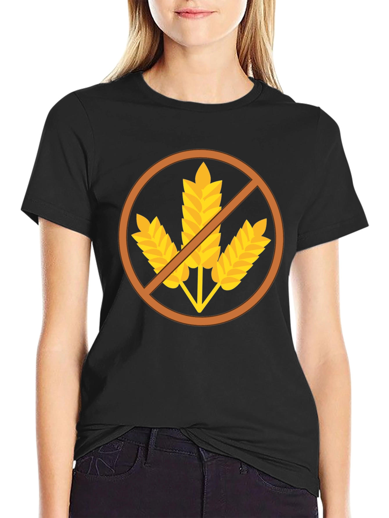 Gluten Free Symbol T-Shirt - Black Casual Tee