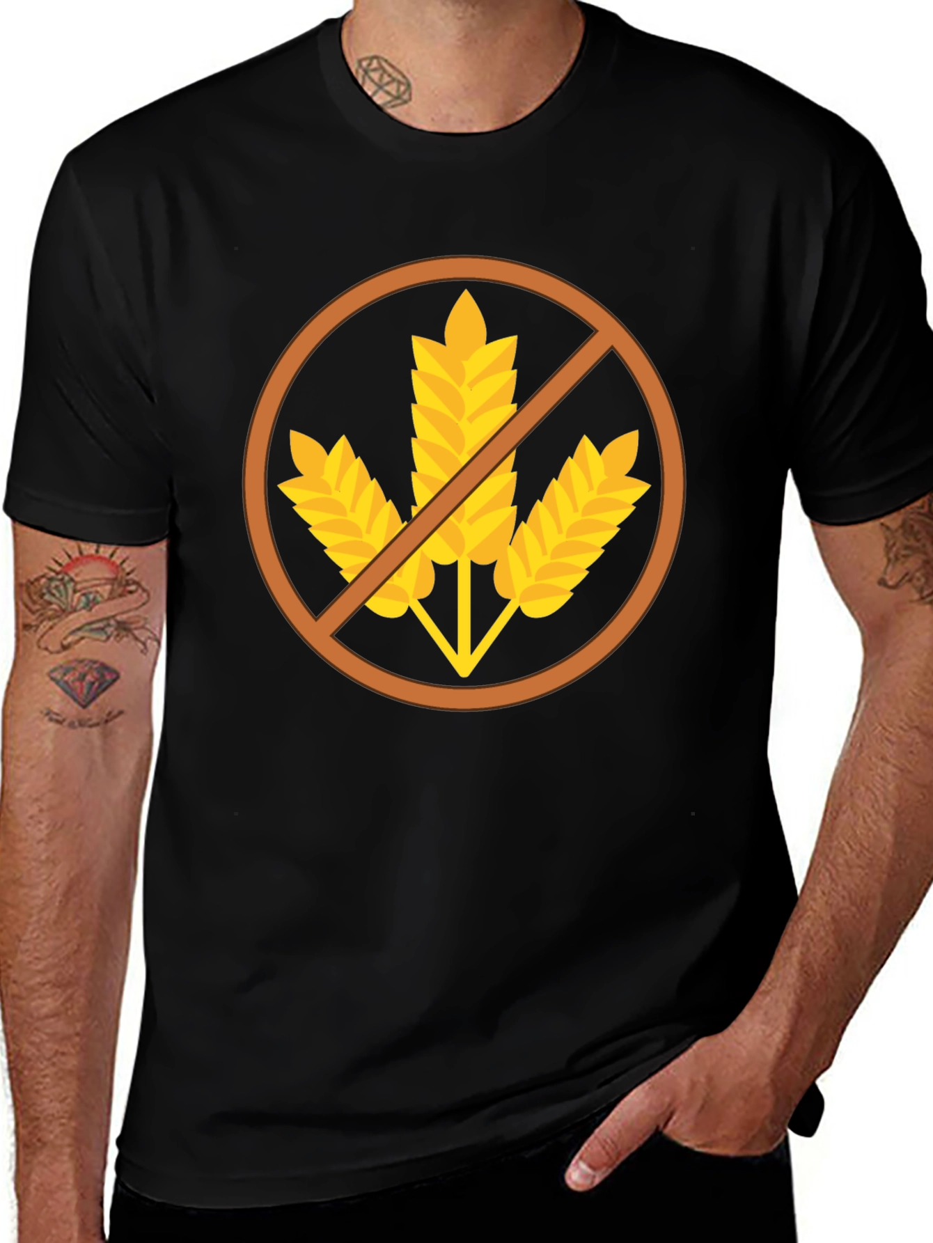 Gluten Free Symbol T-Shirt - Black Casual Tee
