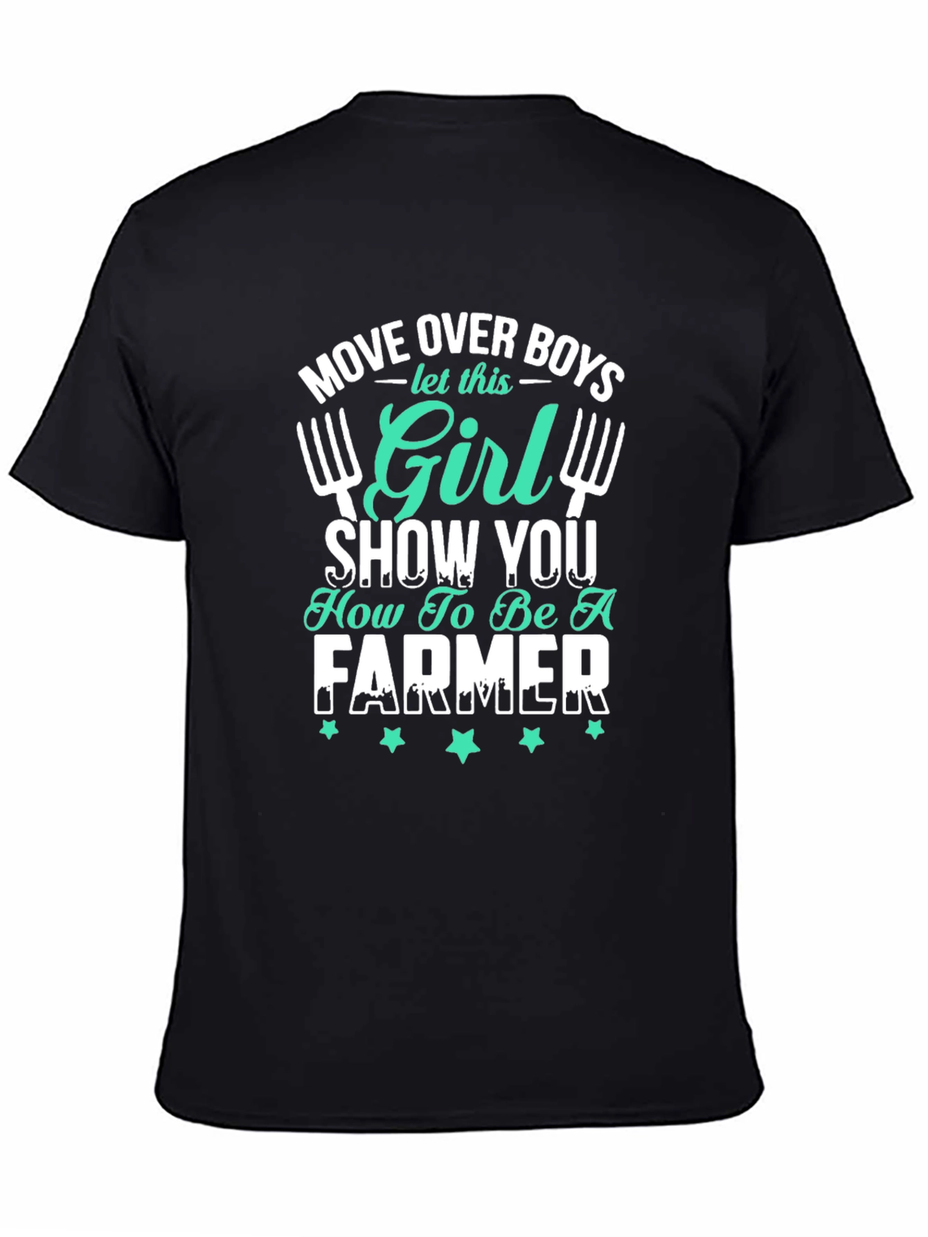 Girl Farmer Graphic T-Shirt - Black