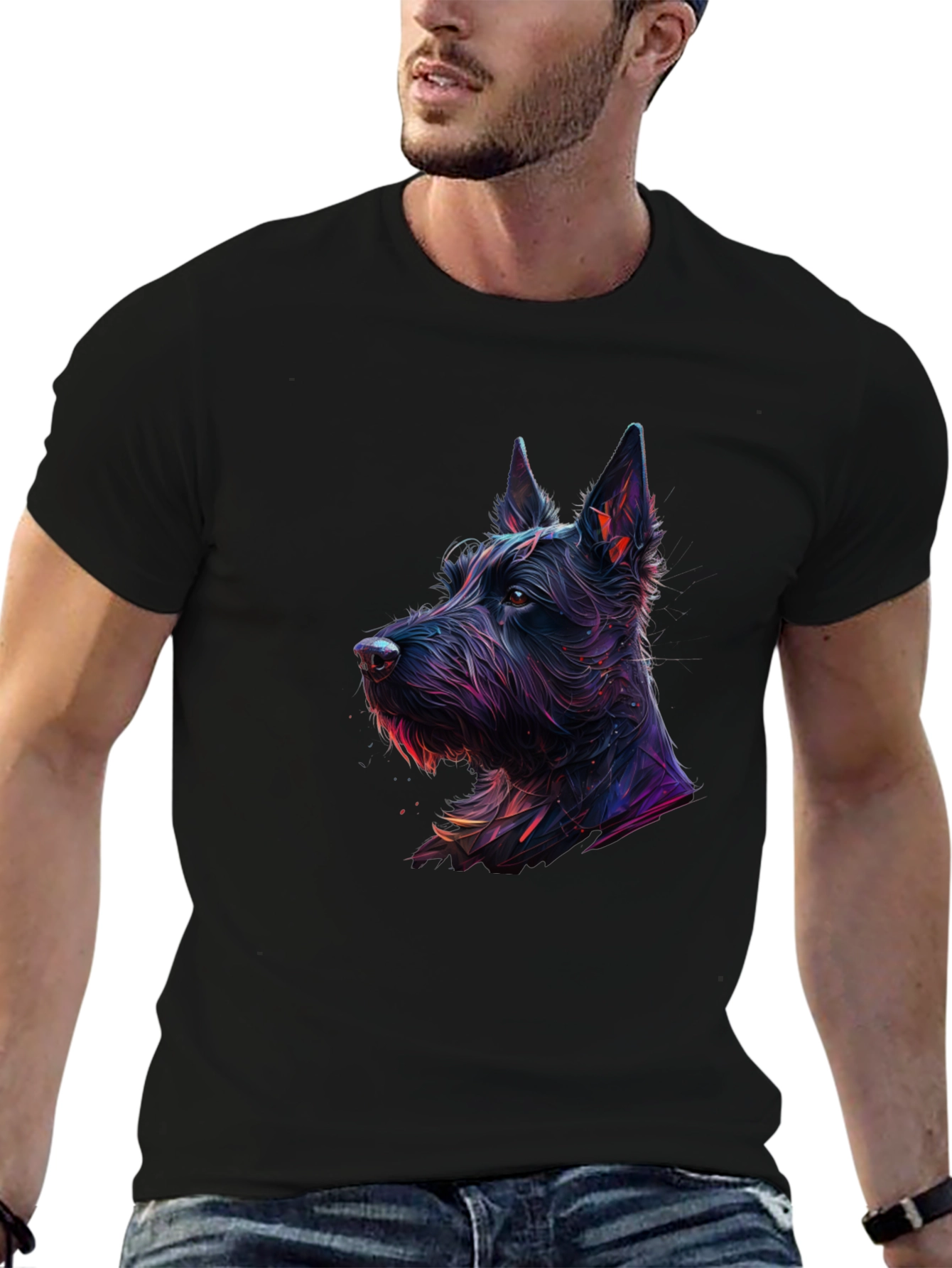 Scottish Terrier Dog Graphic Print Black T-Shirt