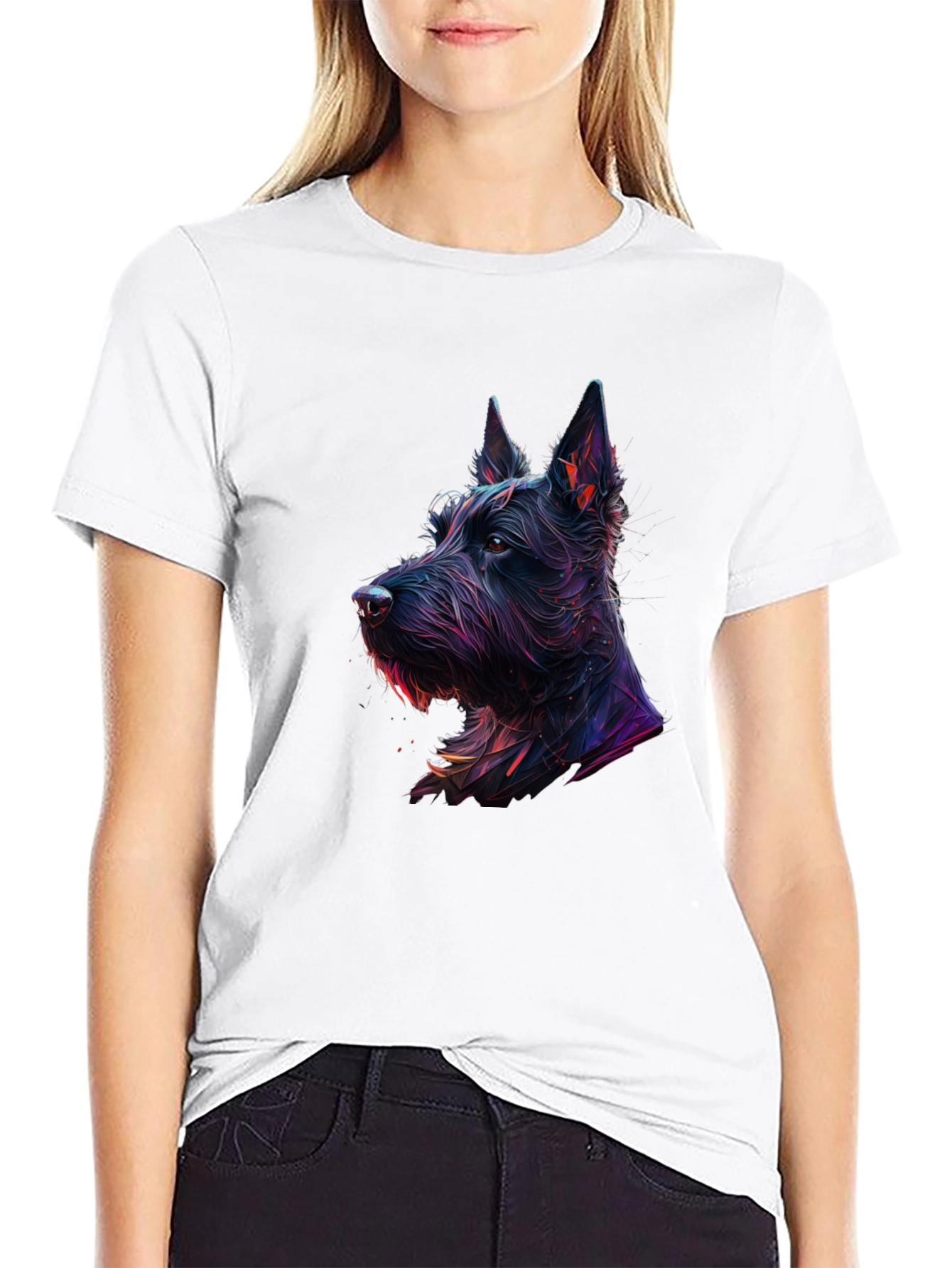Scottish Terrier Dog Graphic Print Black T-Shirt