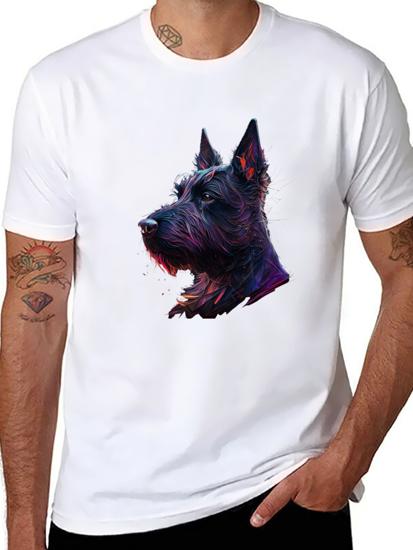 Scottish Terrier Dog Graphic Print Black T-Shirt