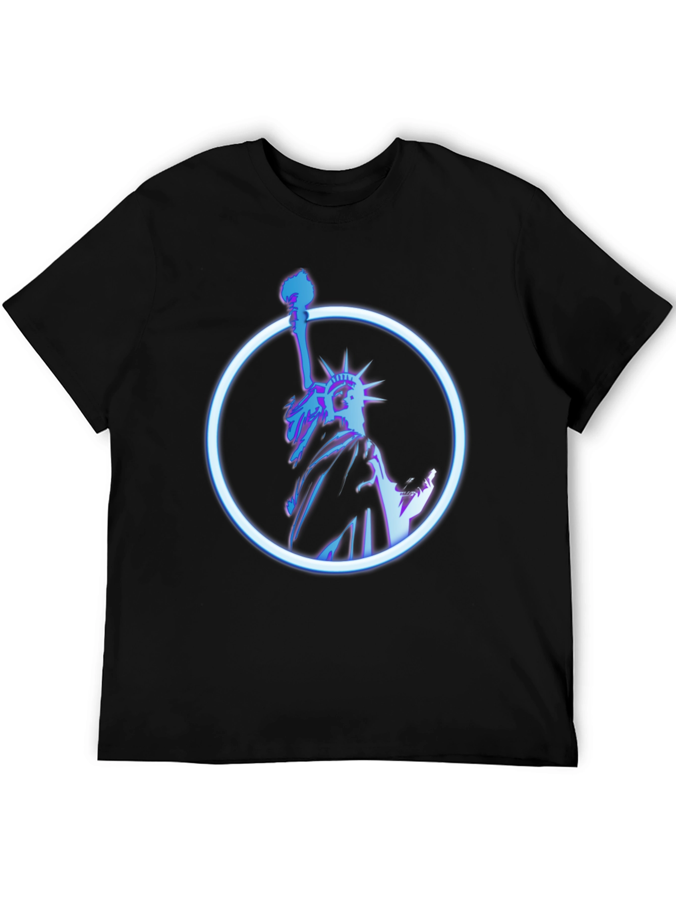 Statue of Liberty Neon Graphic Black T-Shirt