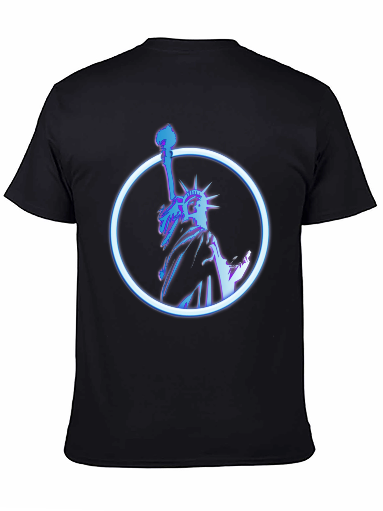 Statue of Liberty Neon Graphic Black T-Shirt