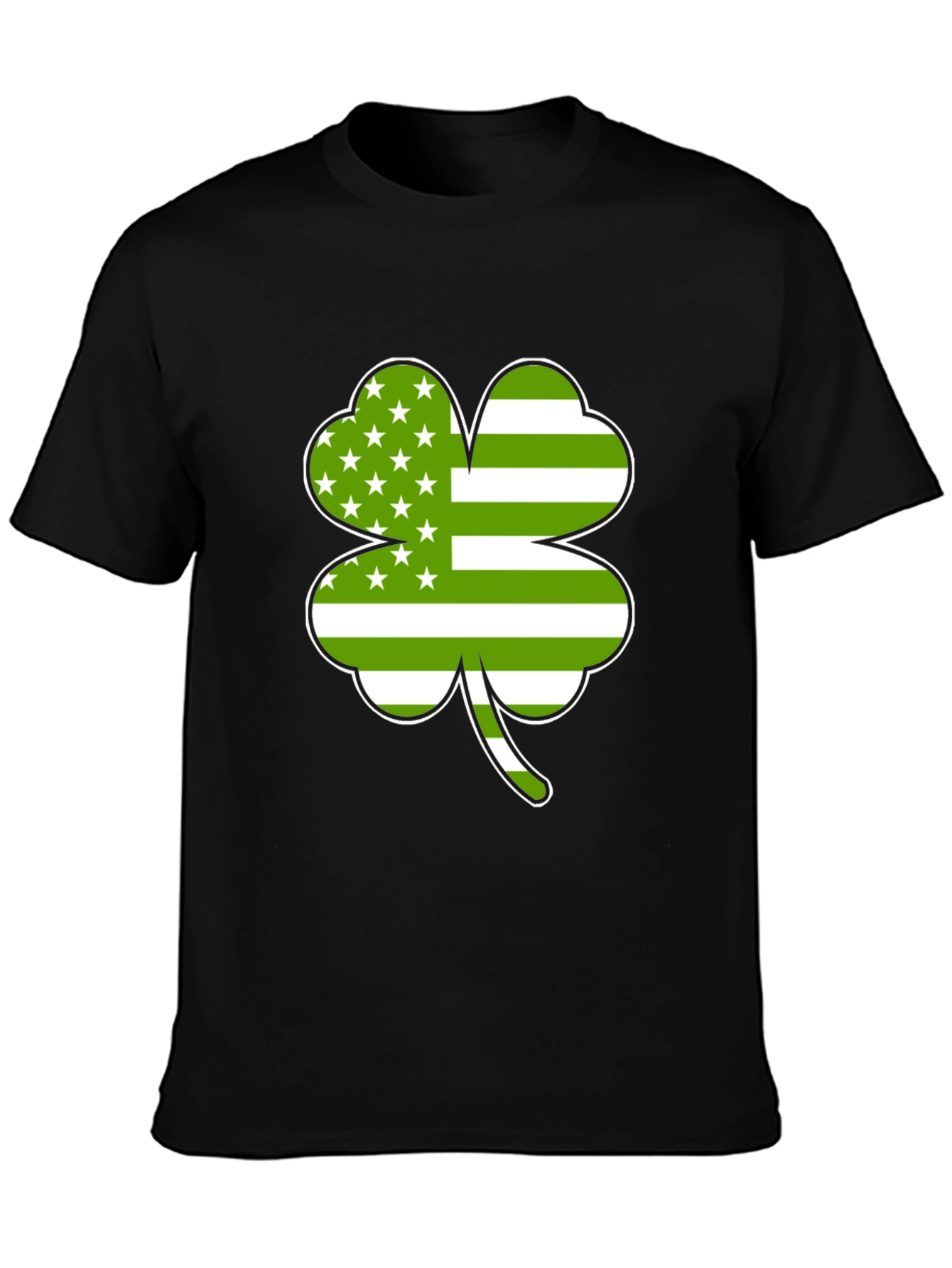 Lucky Shamrock USA Flag Graphic T-Shirt - Black