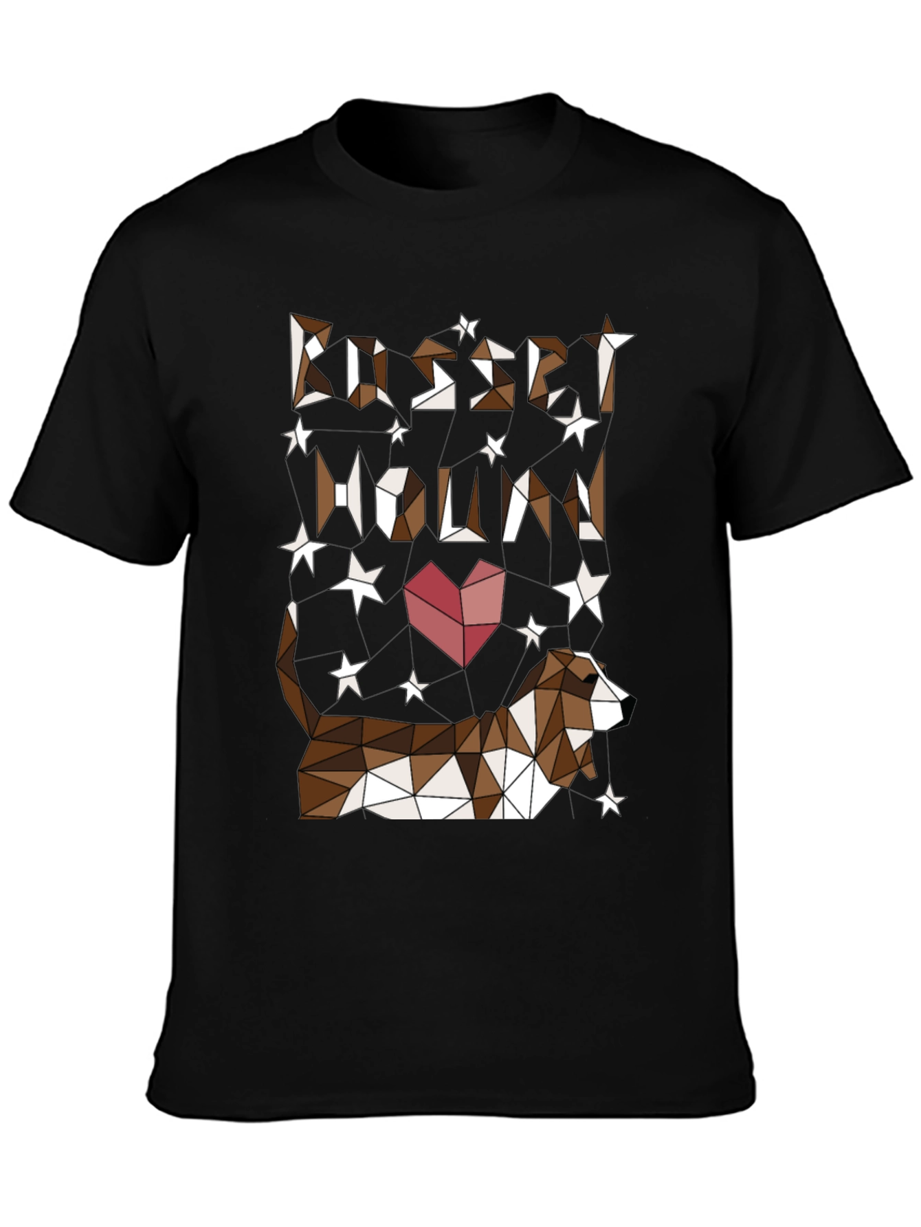 Geometric Basset Hound Heart Graphic Tee