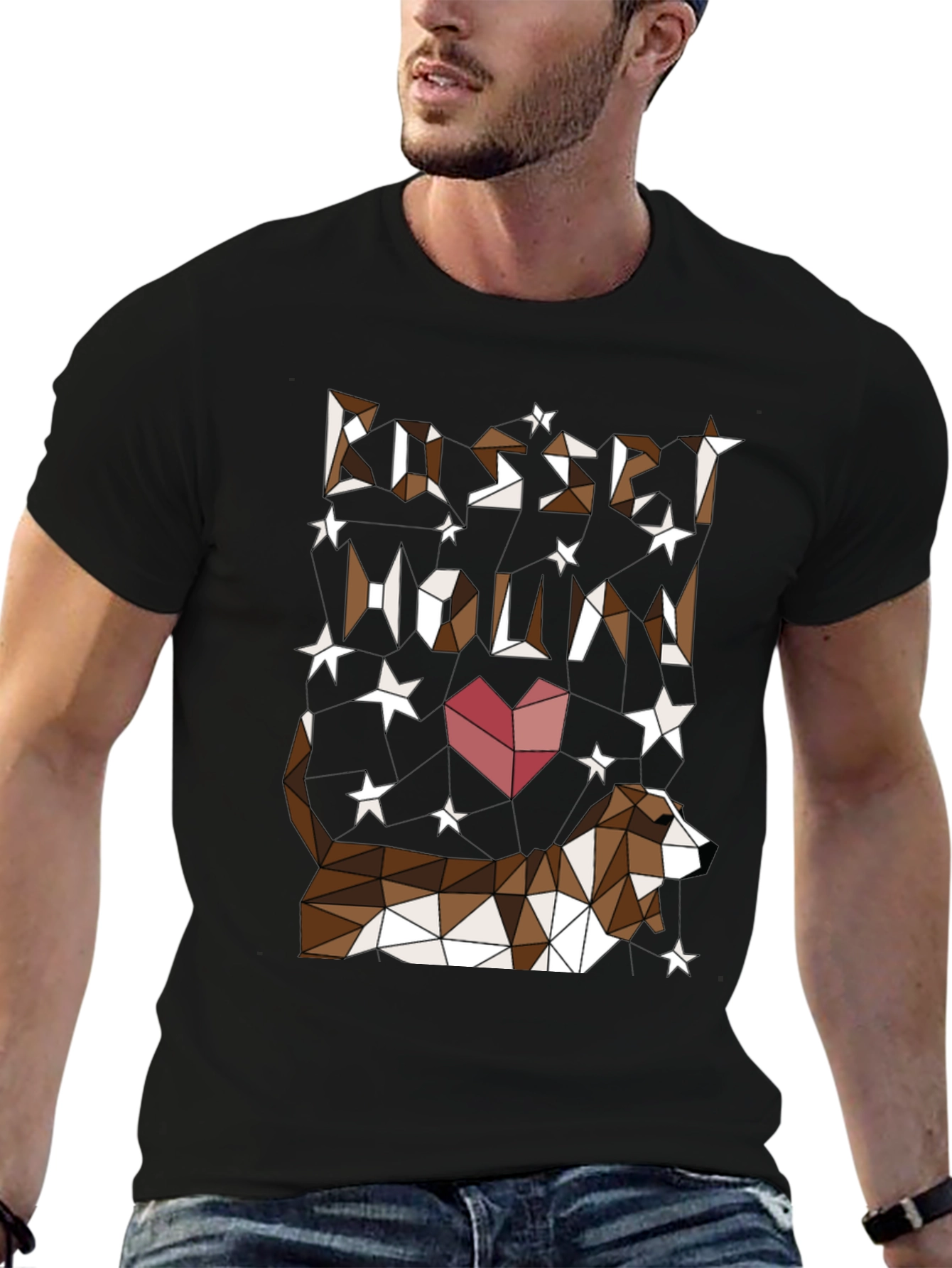 Geometric Basset Hound Heart Graphic Tee
