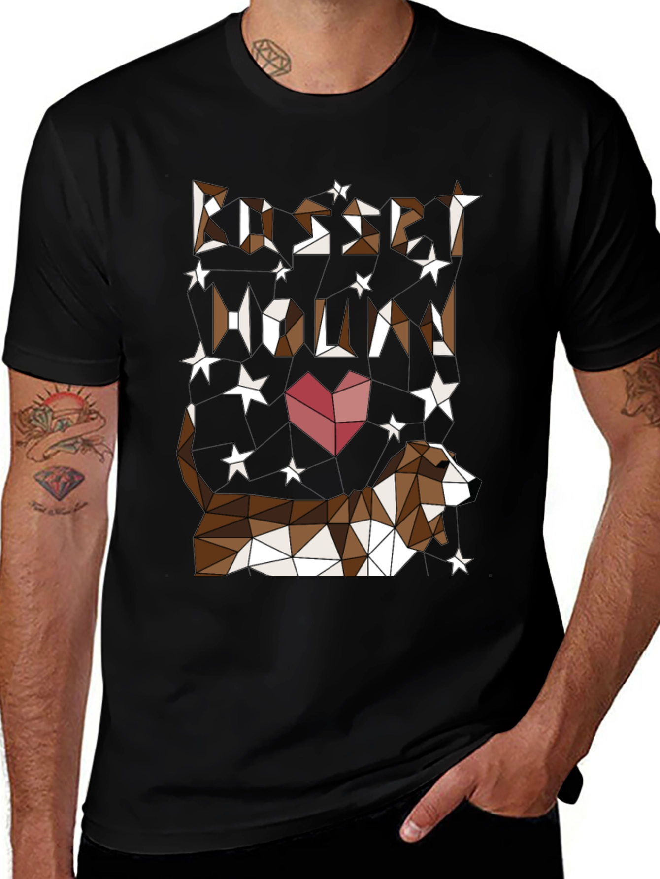Geometric Basset Hound Heart Graphic Tee