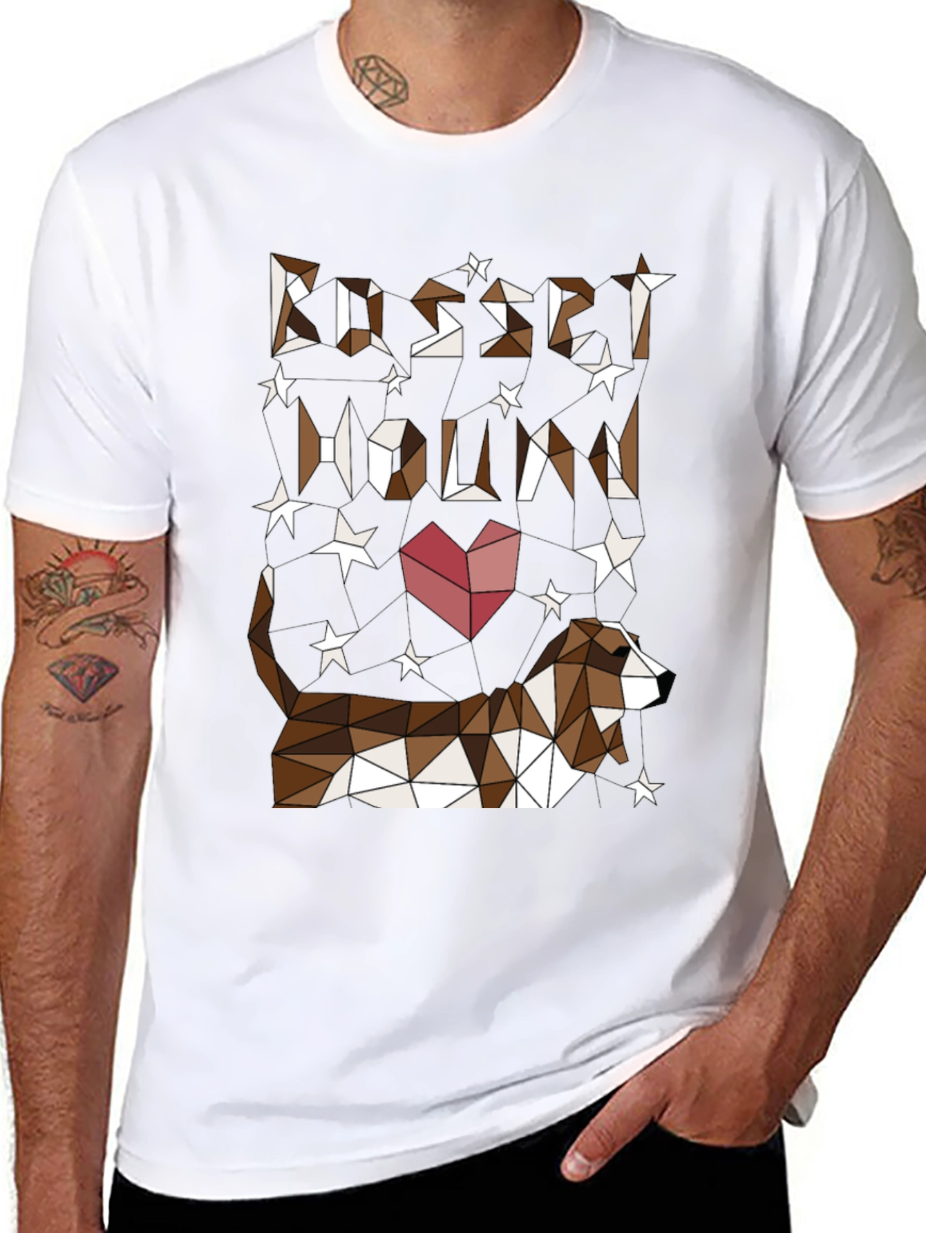 Geometric Basset Hound Heart Graphic Tee
