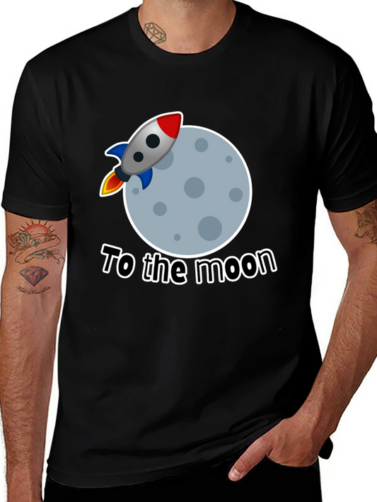 To The Moon Rocket Graphic Tee - Black