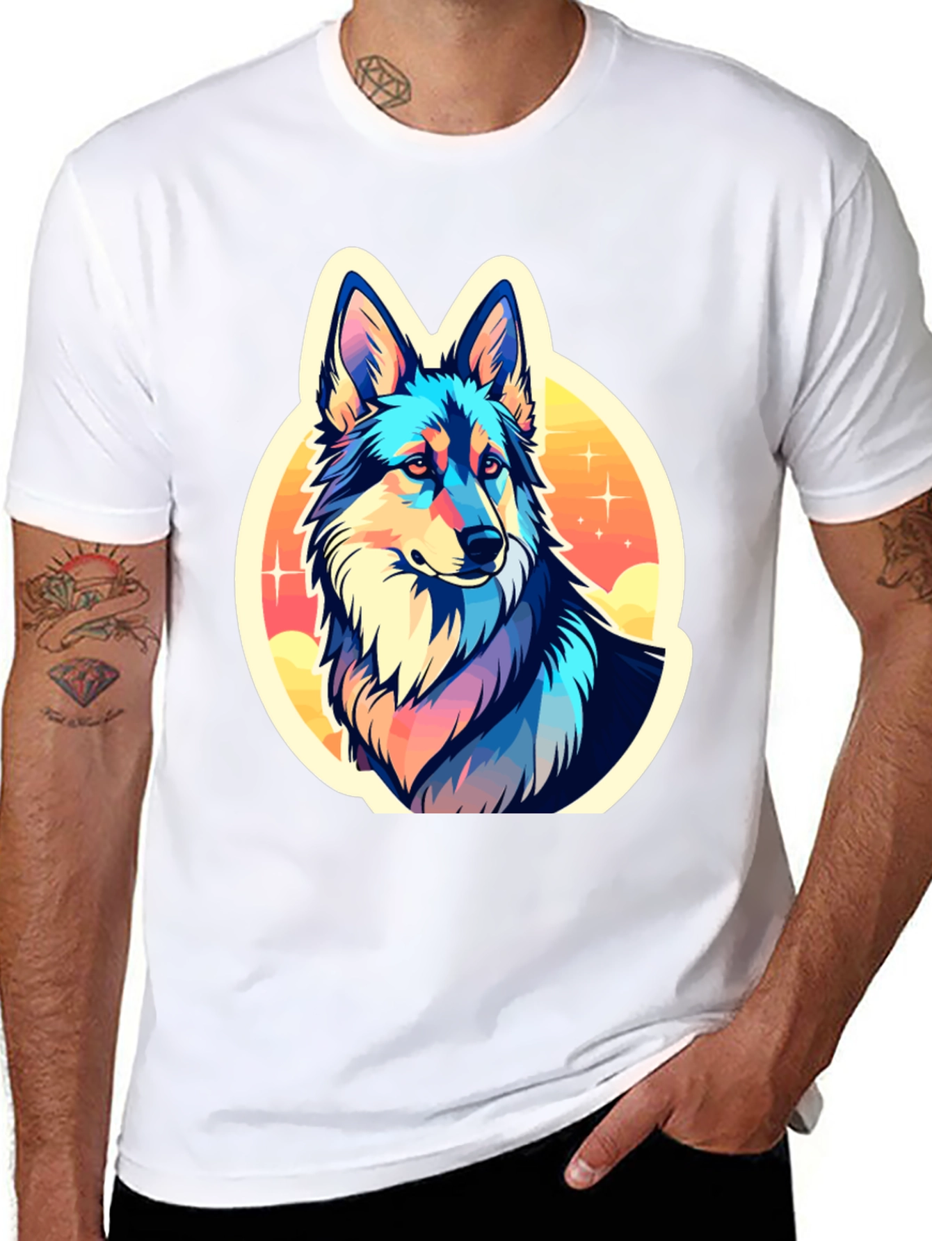 Vibrant Wolf Graphic Tee - Stylish Unisex Shirt