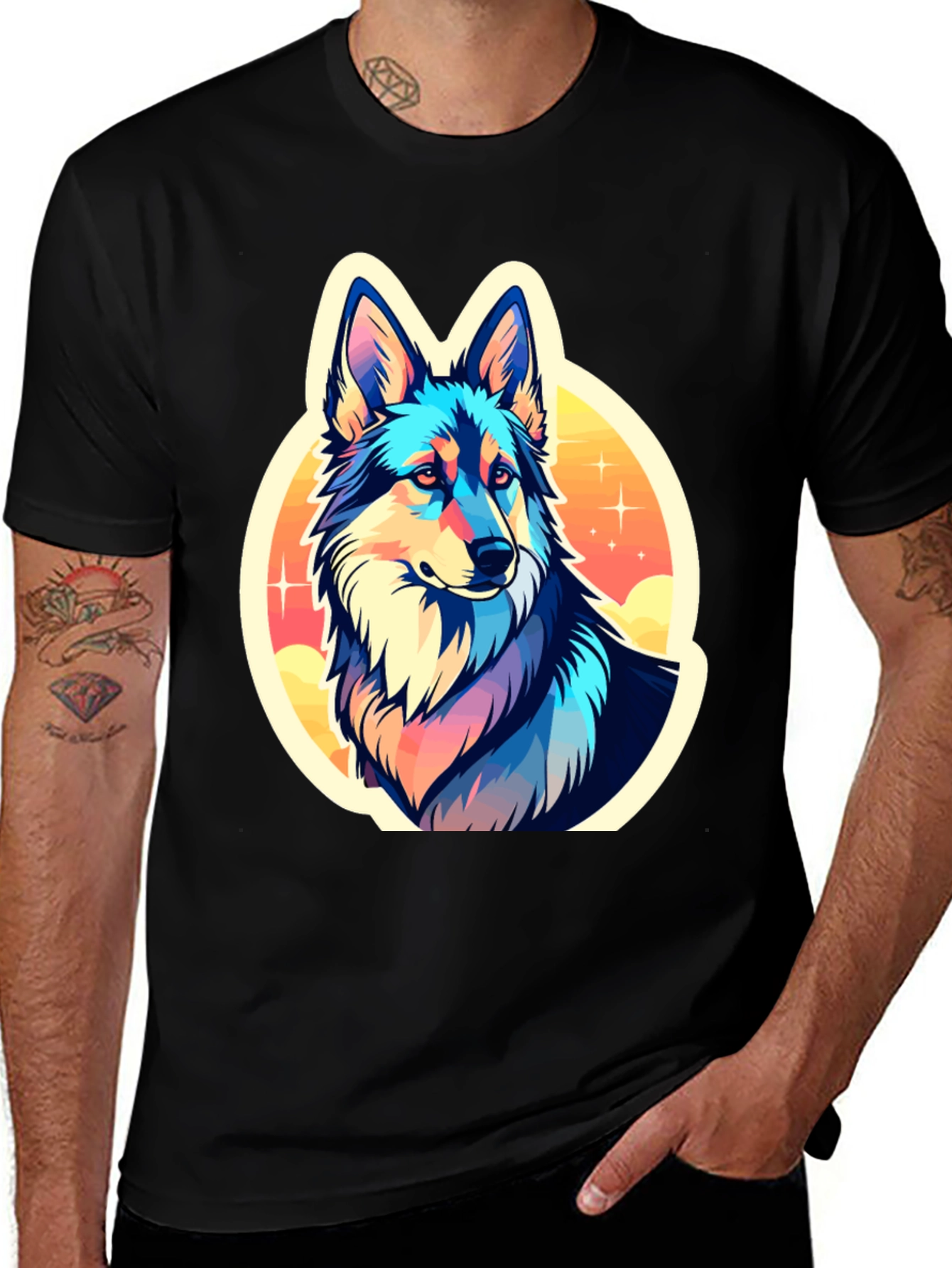 Vibrant Wolf Graphic Tee - Stylish Unisex Shirt