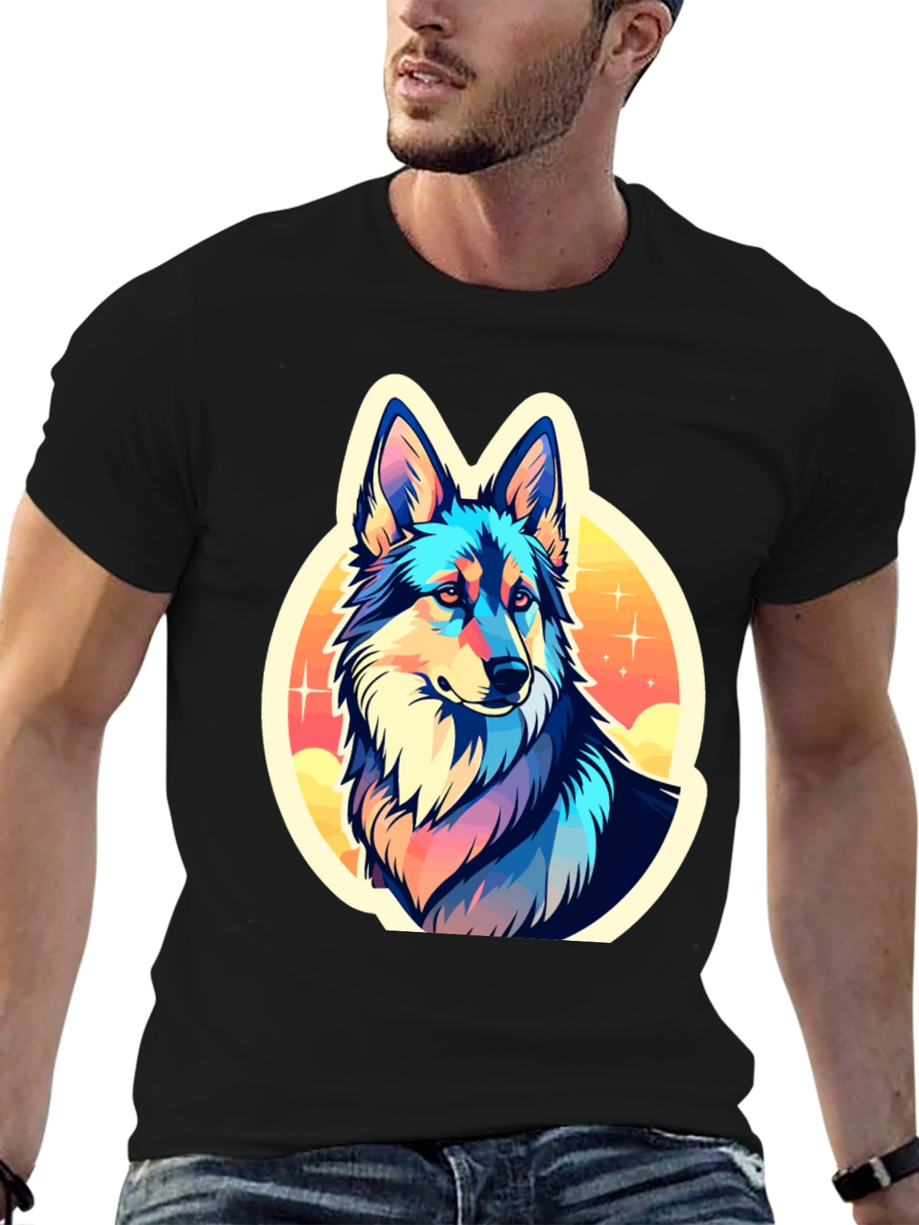 Vibrant Wolf Graphic Tee - Stylish Unisex Shirt