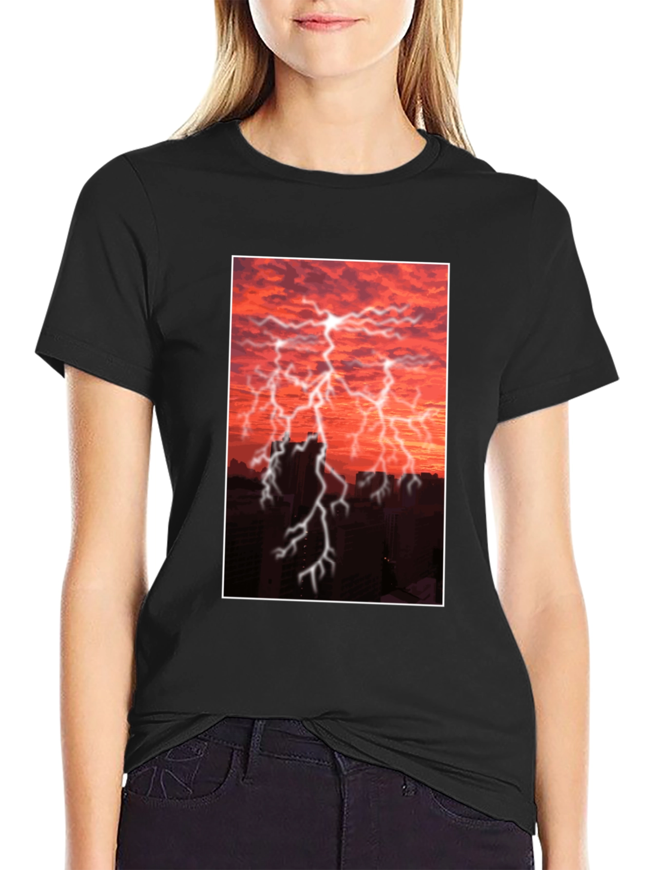 Lightning Storm Graphic Tee - Black