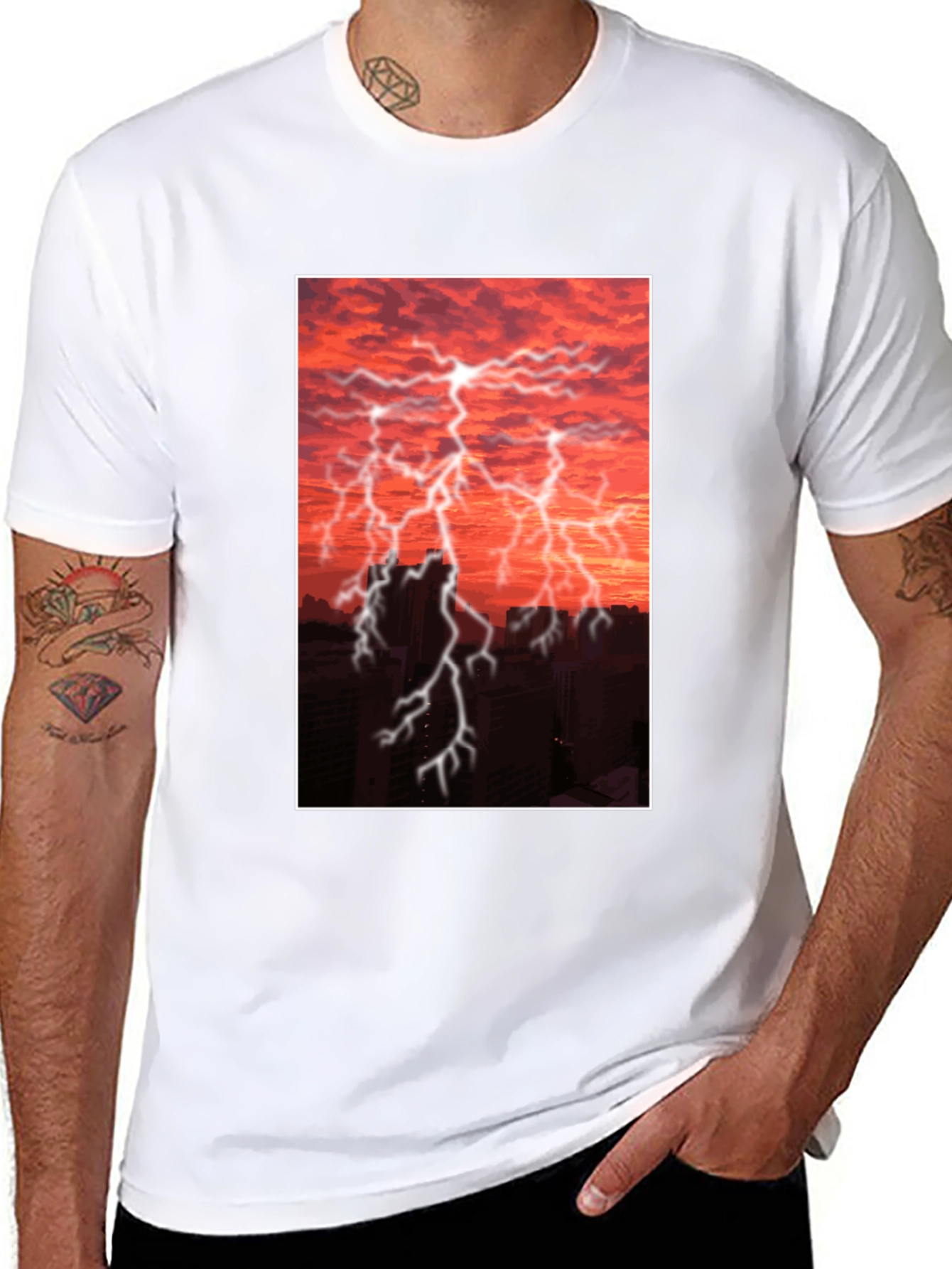 Lightning Storm Graphic Tee - Black