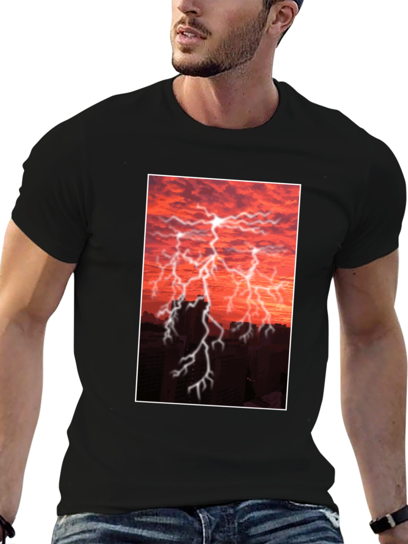 Lightning Storm Graphic Tee - Black